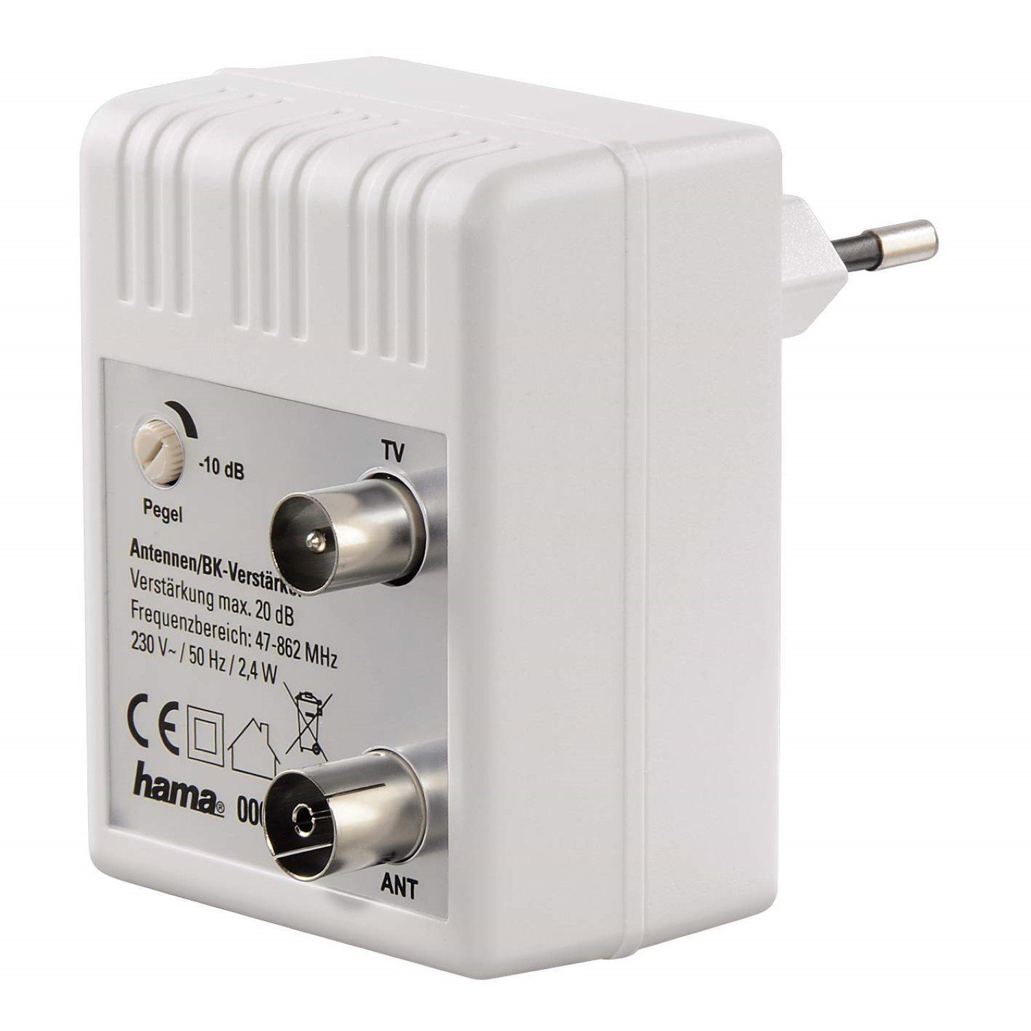 Hama Signalverstärker (Signal-Verstärker Digital Kabel Verstärkung 20dB dB) Audioverstärker Antennen-Verstärker für 20 DVB-T2