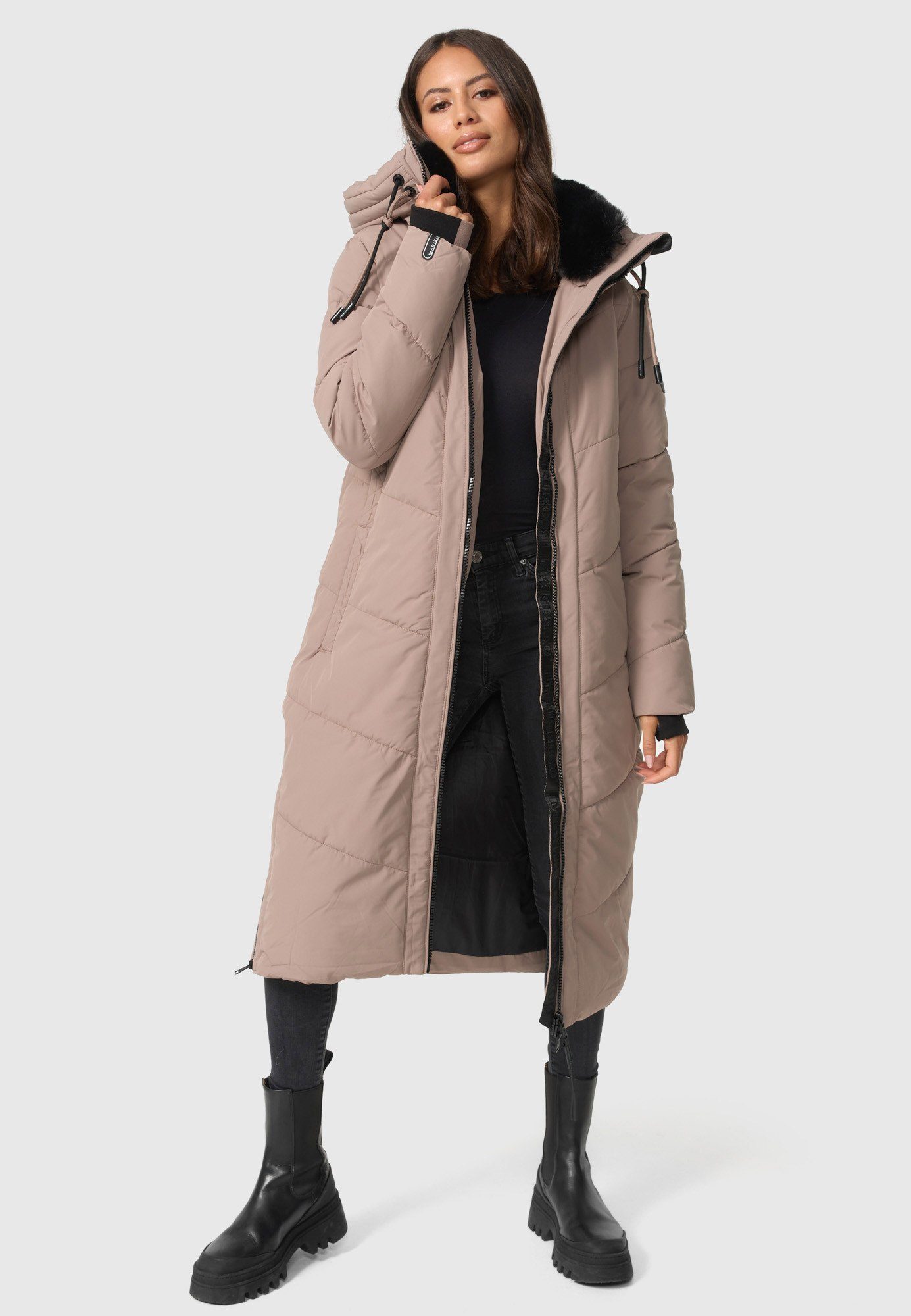 Marikoo Winterjacke Nadaree XVI Stepp Mantel mit großer Kapuze