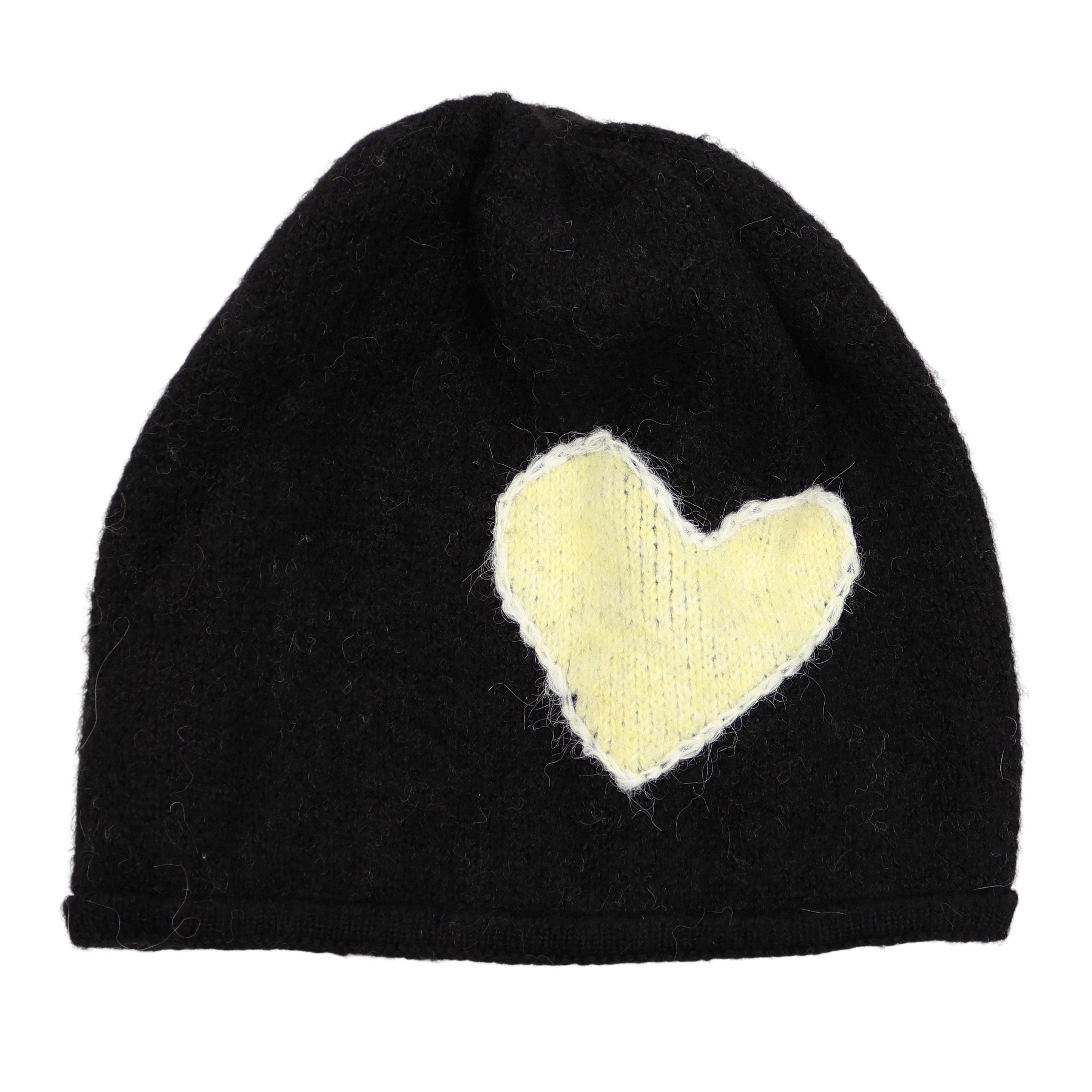 MIRROSI Strickmütze Damen Mütze Beanie ONESIZE mit Herz-Applikation, 100% Viskose weich & bequem – Onesize