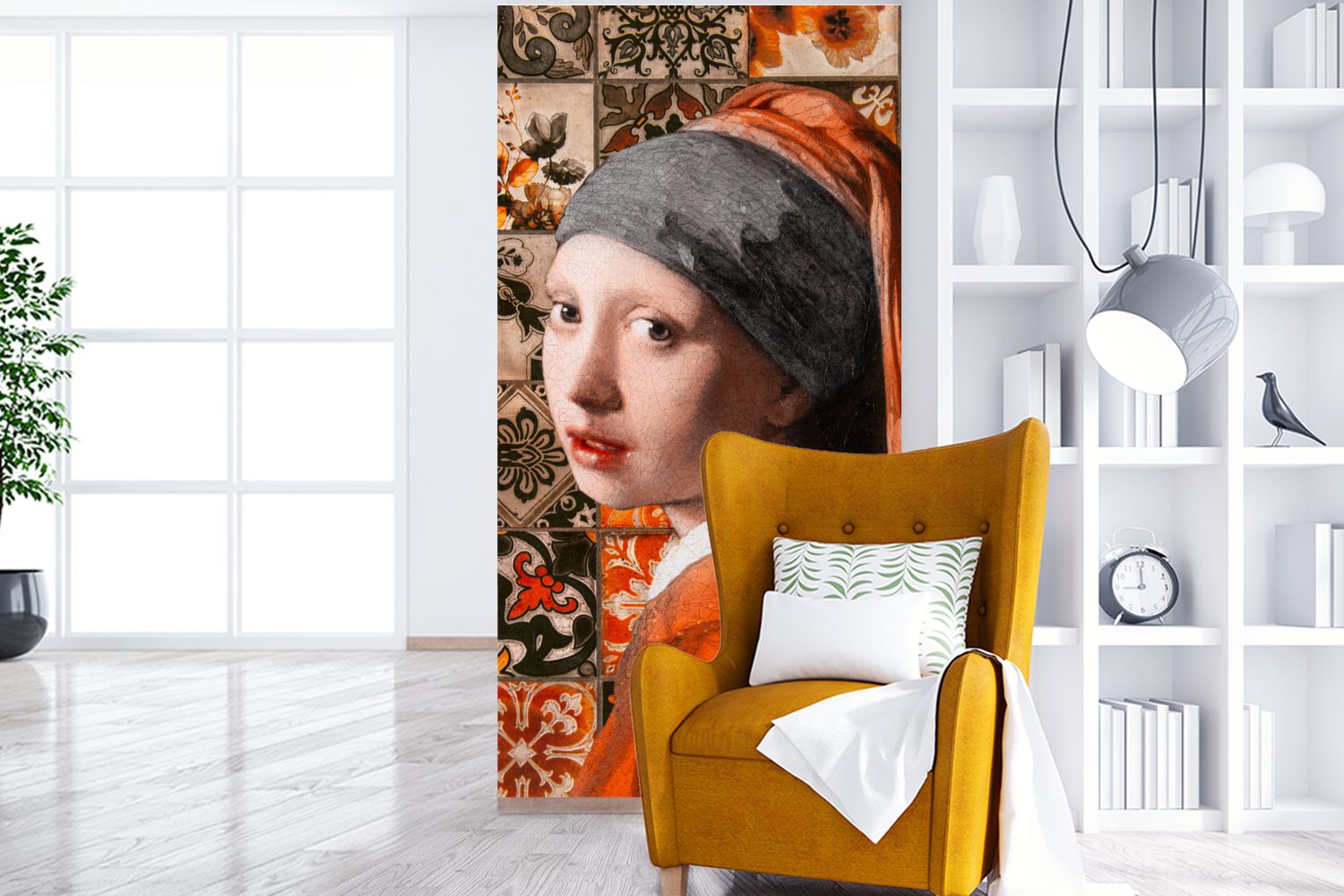 MuchoWow Fototapete Mädchen Fototapete St), (2 Vliestapete Schlafzimmer Wohnzimmer Vermeer, mit Matt, - bedruckt, für Küche, Perlenohrring - Kacheln