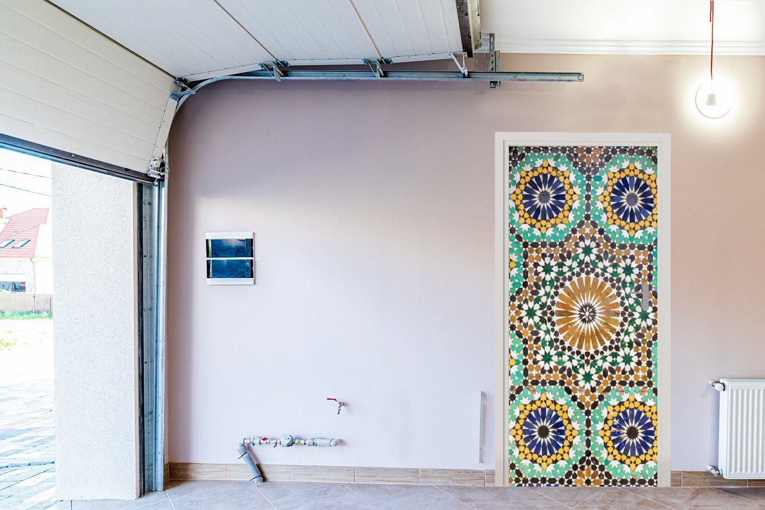 Matt, MuchoWow für (1 bedruckt, Tür, marokkanischen Nahaufnahme 75x205 eines Türaufkleber, St), Fototapete Eine Mosaiks, cm Türtapete