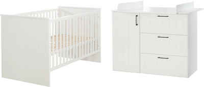 roba® Babymöbel-Set Sylt, (Spar-Set, 2-St., Kinderbett, Wickelkommode), mit Kinderbett & Wickelkommode; Made in Europe