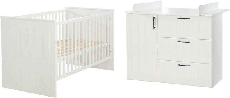 roba® Babymöbel-Set Sylt, (Spar-Set, 2-St., Kinderbett, Wickelkommode), mit Kinderbett & Wickelkommode; Made in Europe