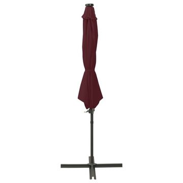 vidaXL Balkonsichtschutz Ampelschirm mit Mast und LED Bordeauxrot 300 cm