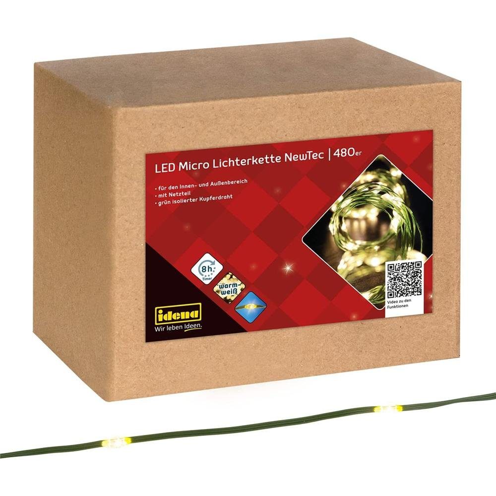 Idena LED-Lichterkette 480er NewTec, Micro-LED, warmweiß, 52,9 m, Timer, fü günstig online kaufen