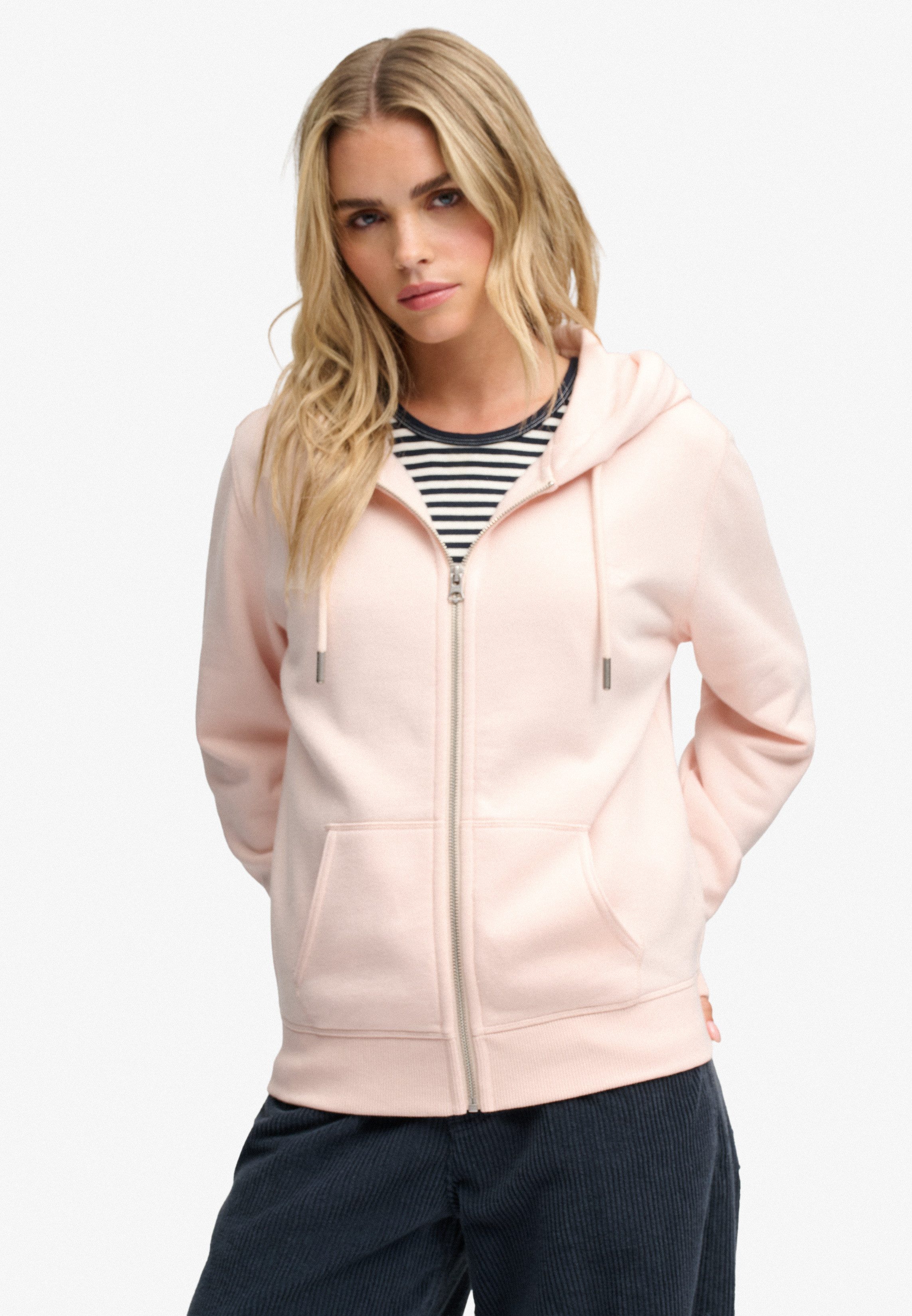 Superdry Kapuzensweatjacke SIGNATURE EMB ZIPHOOD Baumwollmischung, relaxed fit