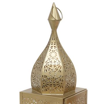 Casa Moro Windlicht Orientalische Laterne Modena Gold L aus Glas & Metall Höhe 50cm (Minaretten Form, Marokkanische Glaslaterne, Windlicht Kerzenhalter), aus traditioneller Handarbeit IRL640