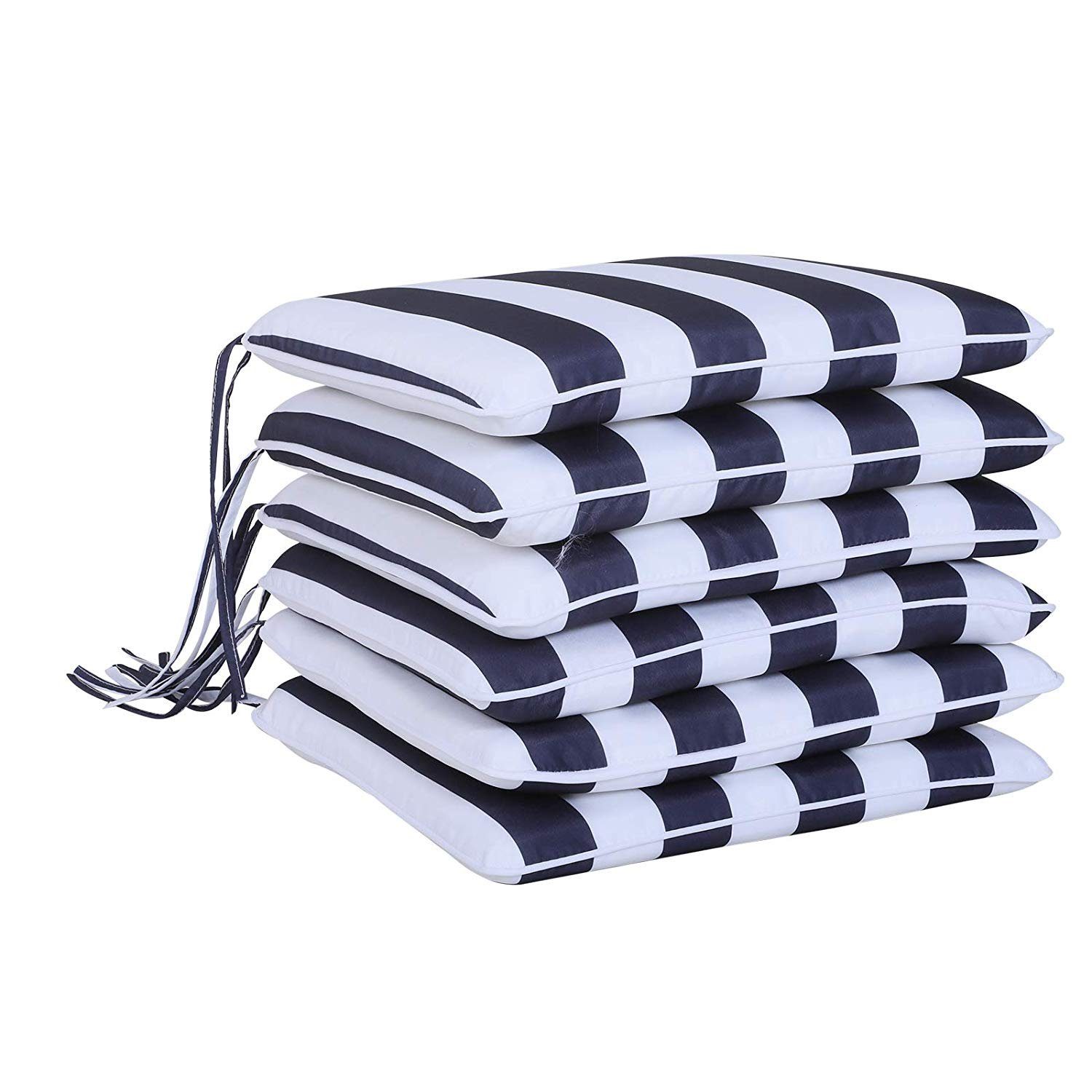 Outsunny Garten-Sitzkissen Set – 4 Stück, 40x40 Cm, Grau, Wasserabweisend Mit Bändchen