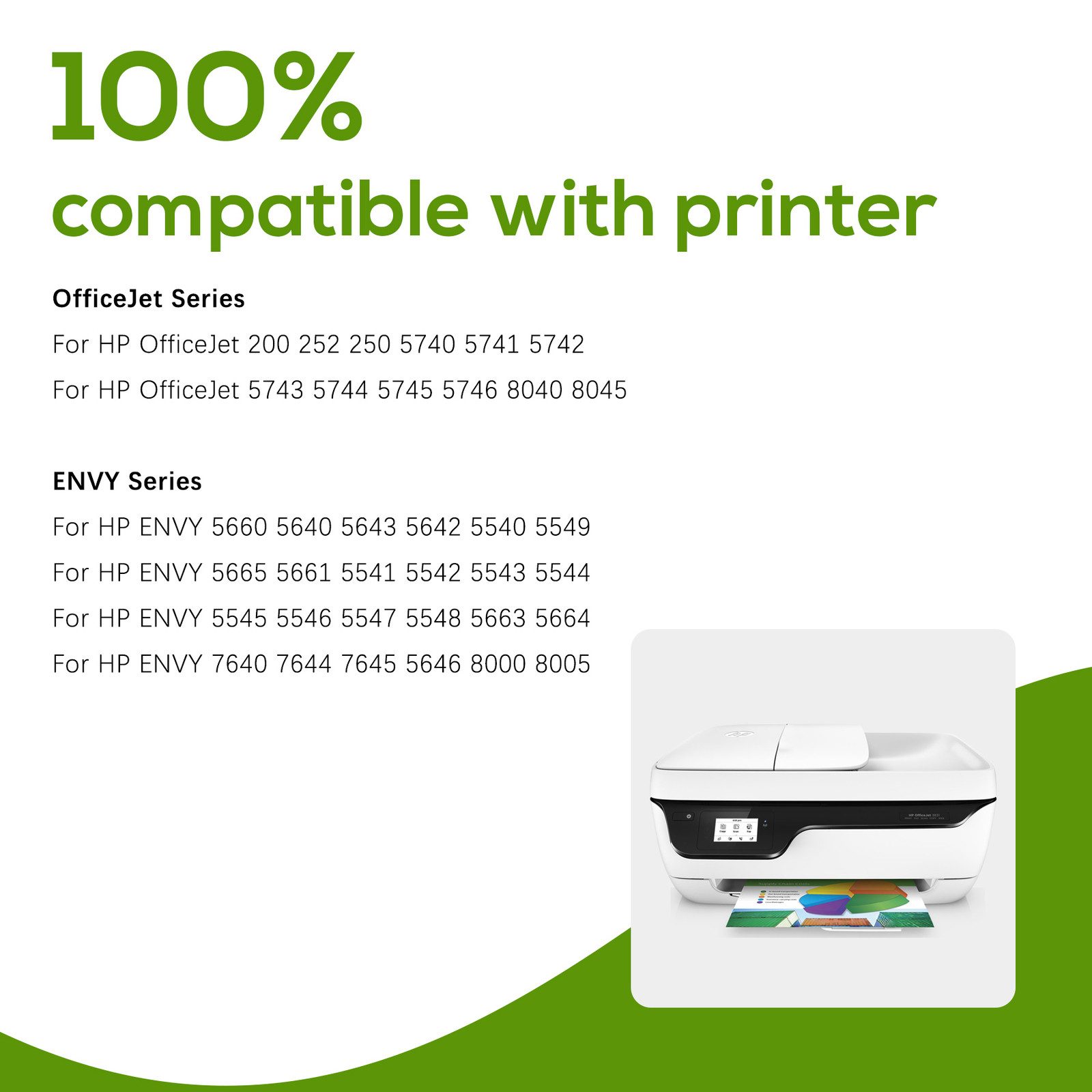 Greensky Patronen für HP62XL OfficeJet 200 250 Mobile 5740 5742 5744 8040 8045 Tintenpatrone (Set, 50-tlg)