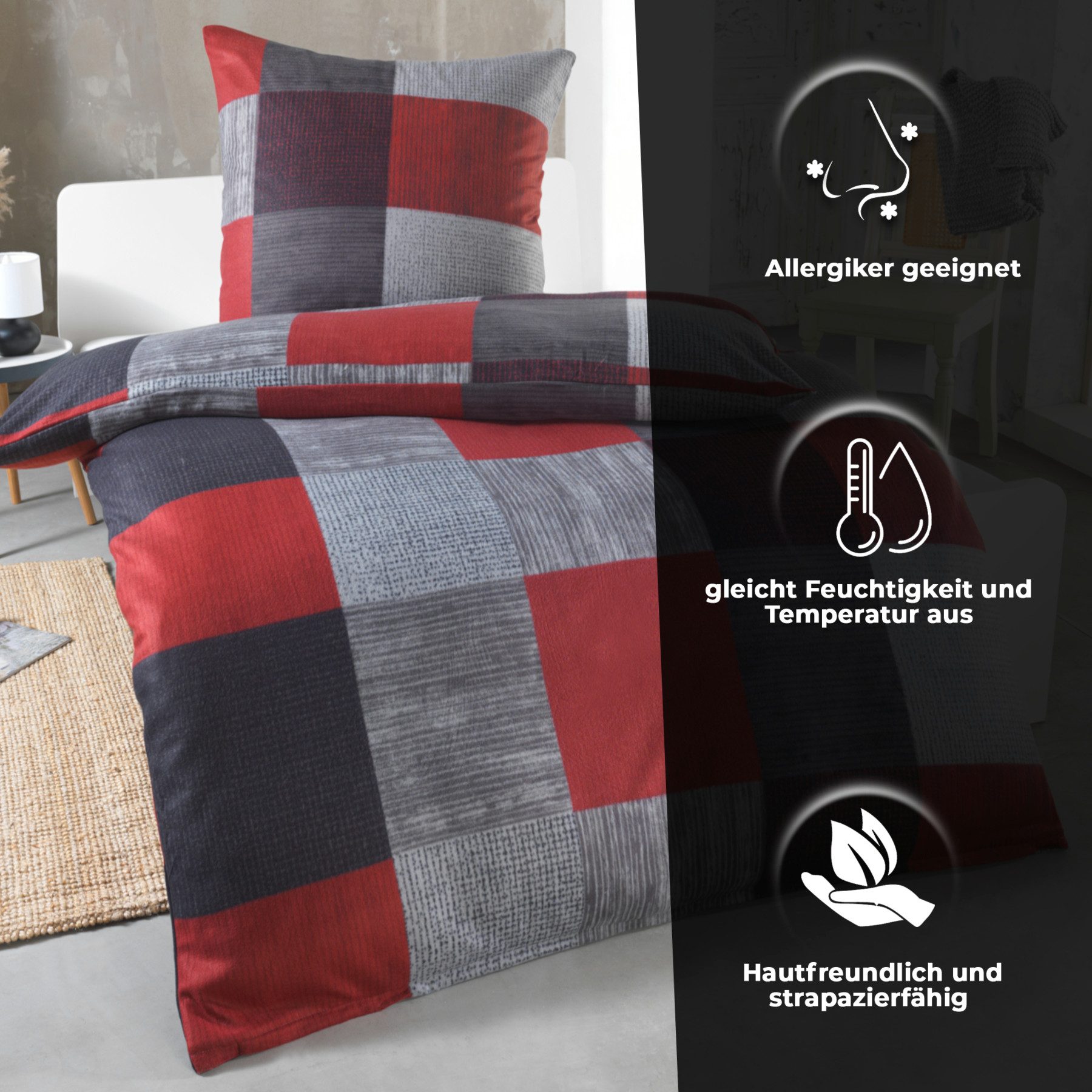 Dreamhome Bettwäsche 135x200 + 80x80 cm Thermo Fleece Bettwäsche, atmungsak günstig online kaufen