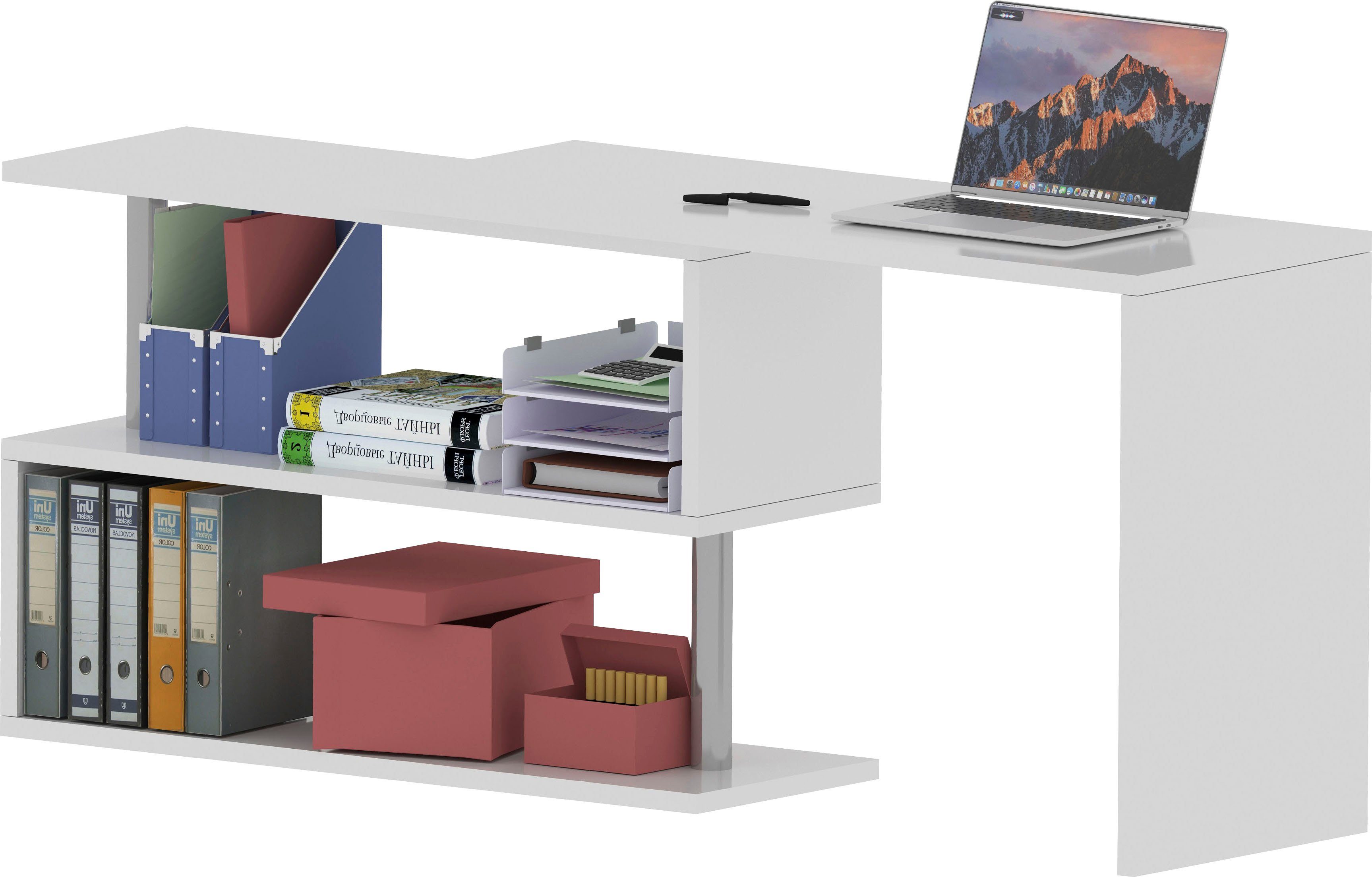 Home affaire Schreibtisch Volta, Made in Italy, multifunktional - als Computertisch, Eckschreibtisch oder Sideboard