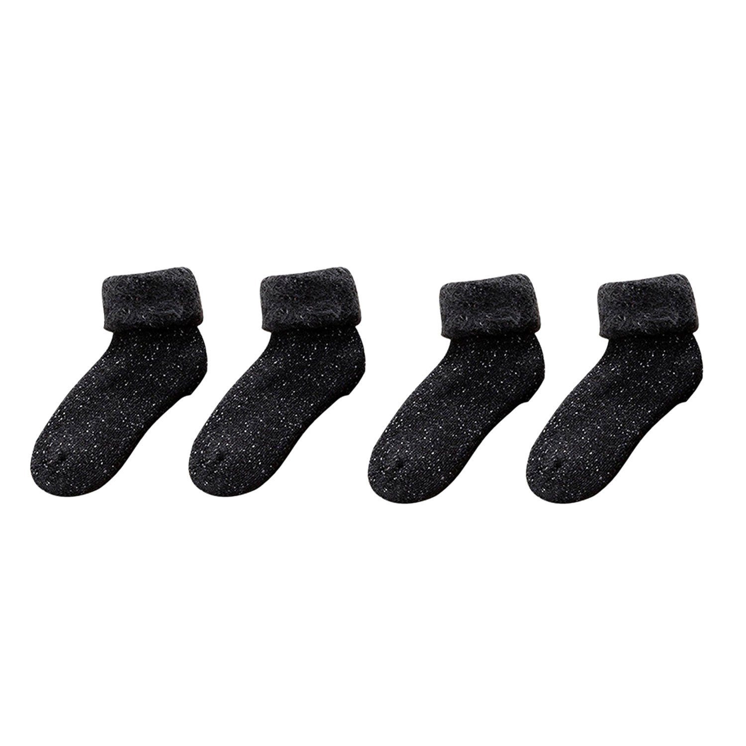 MAGICSHE Thermosocken 2 Paar Damen Socken aus Merinowolle Verdickte warme Skisocken schwarz