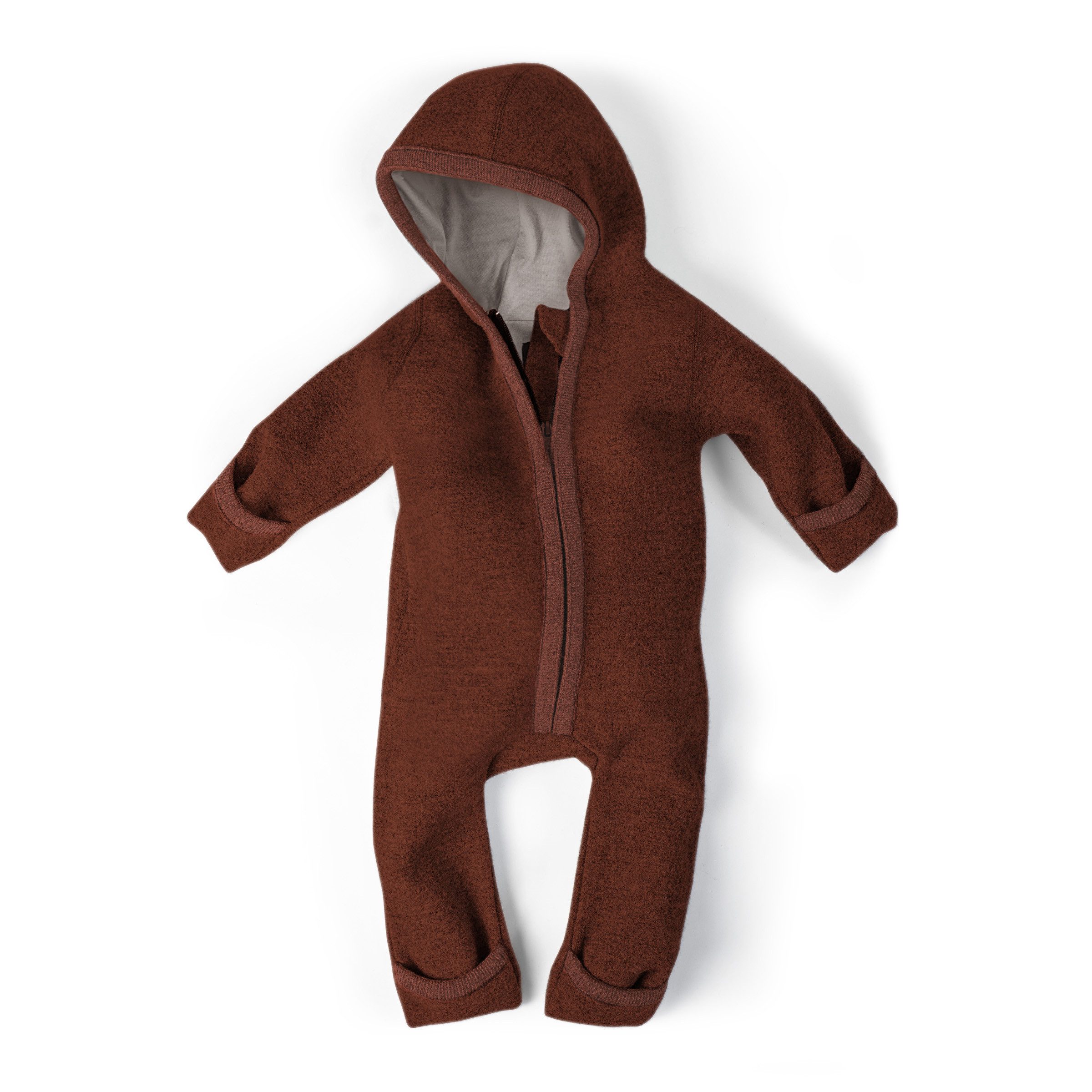 Ehrenkind Overall Walkoverall Baby aus Merino Schurwolle mit Reißverschluss (Kastanie)