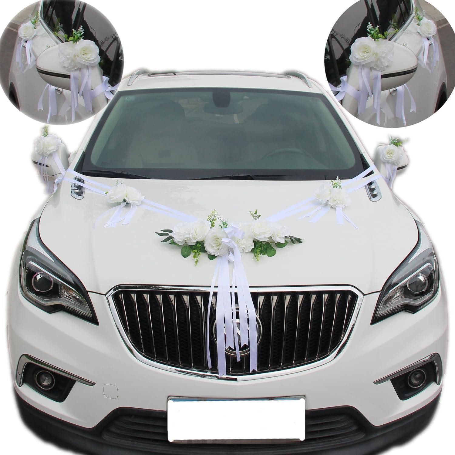 LuxusKollektion Girlande Hochzeitsauto Deko Set Rose Weiss