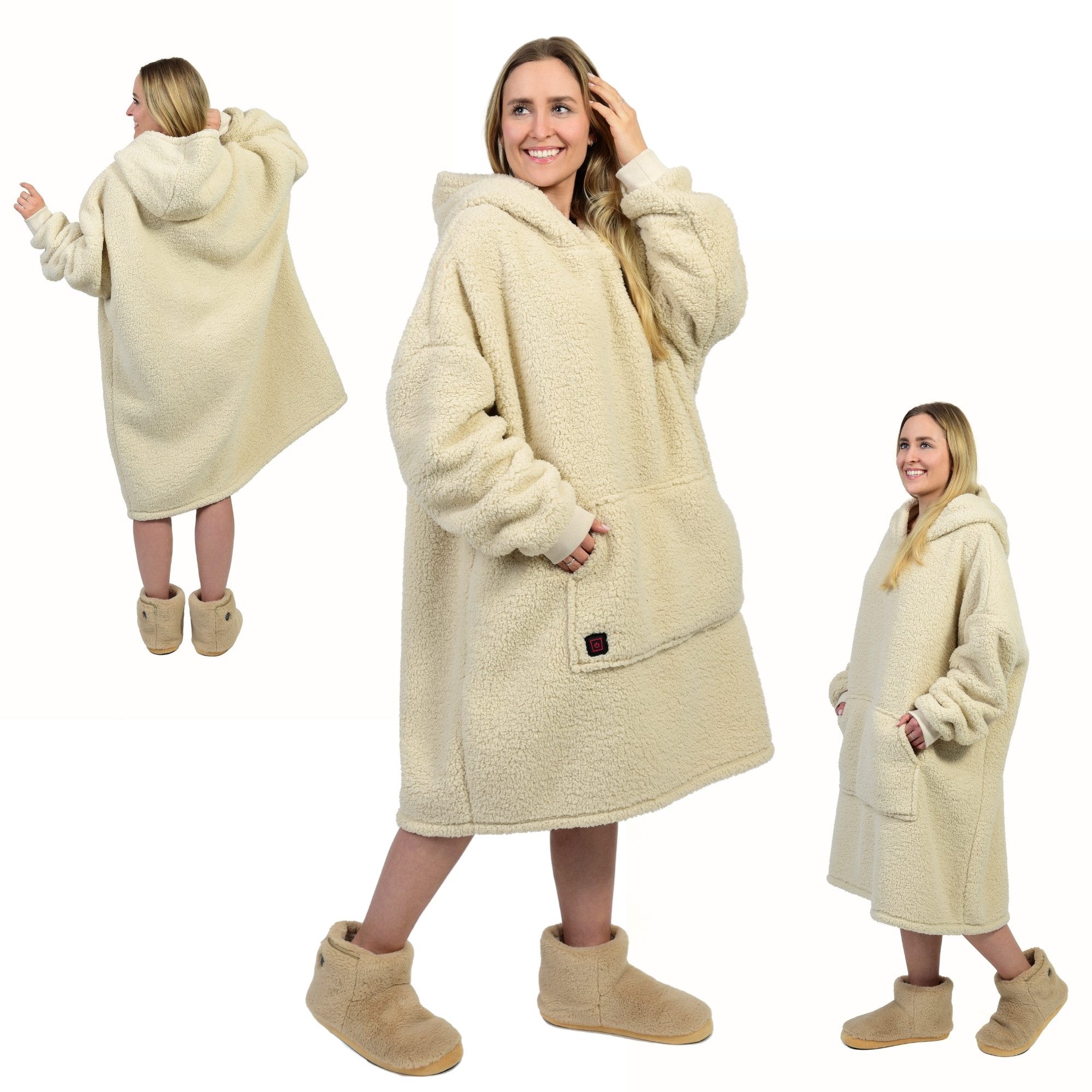 Wohndecke Deckenhoodie beheizbar, Decke mit Ärmeln, Decke zum anziehen, NorthHeat, Premium Qualität, extra flauschig, auch als Teddy Stoff