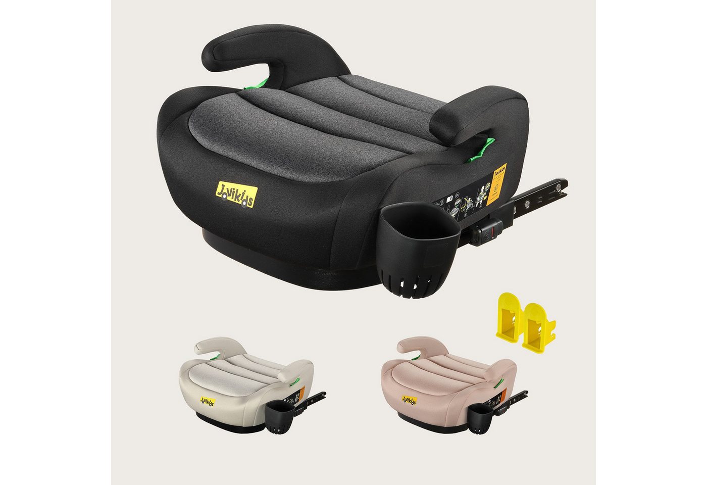 Jovikids Kindersitzerhöhung mit stabiler ISOFIX-Befestigung, Zertifiziert nach UN-Regelung R129, ab: ca.6Jahren, bis: 12 Jahre, ab: 125 cm, bis: 150 cm, (1-tlg), Komfortable Sitzerhöhung für Kinder von 6 bis 12 Jahren