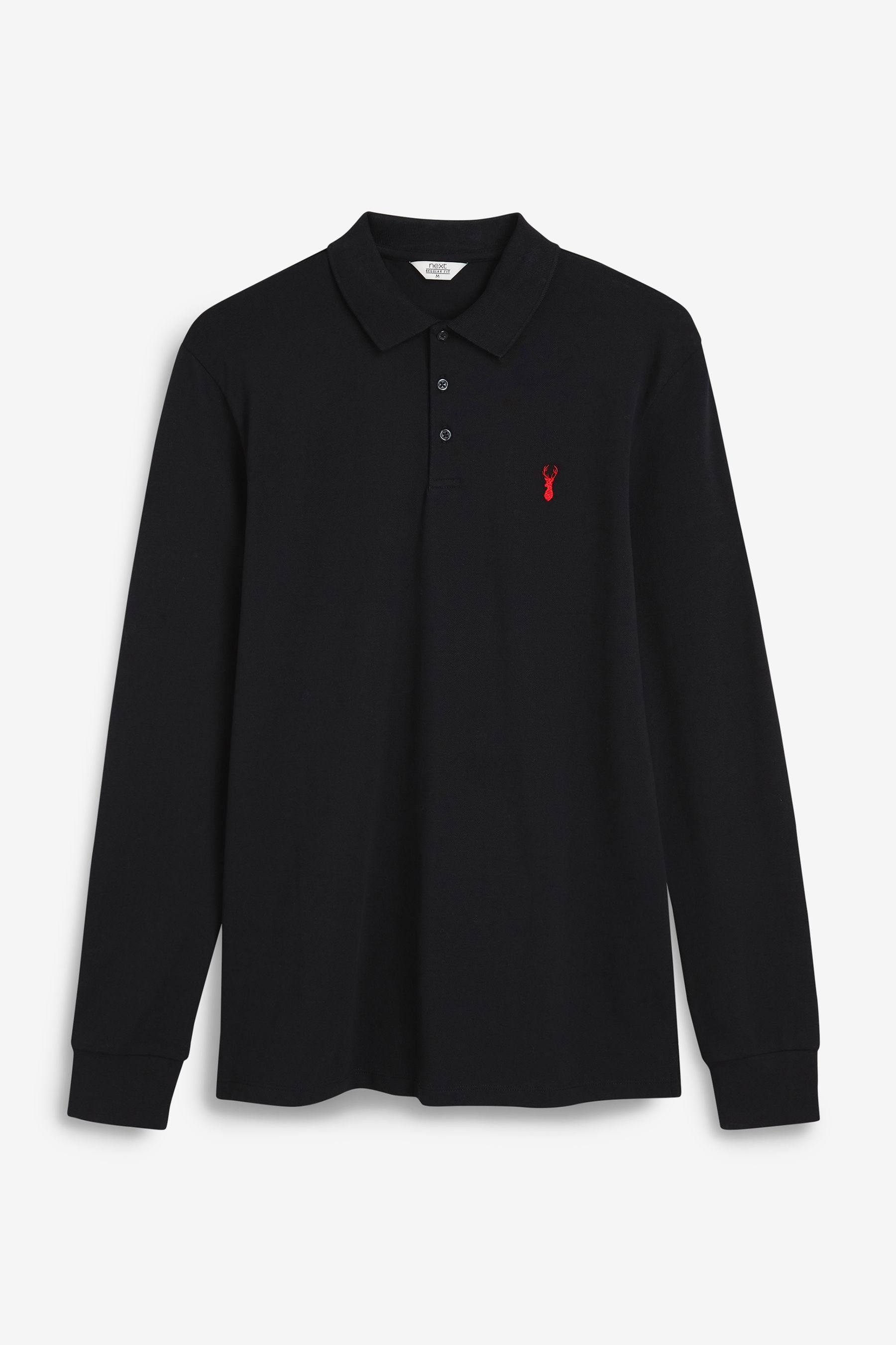 Langarm-Poloshirt (1-tlg) Next Pikee-Poloshirt Langärmeliges Black