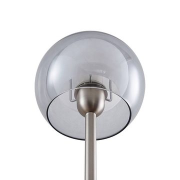 Lucande Stehlampe Kaiya, Leuchtmittel nicht inklusive, Modern, Eisen, Glas, nickel, weiß, rauchgrau, 1 flammig, E27
