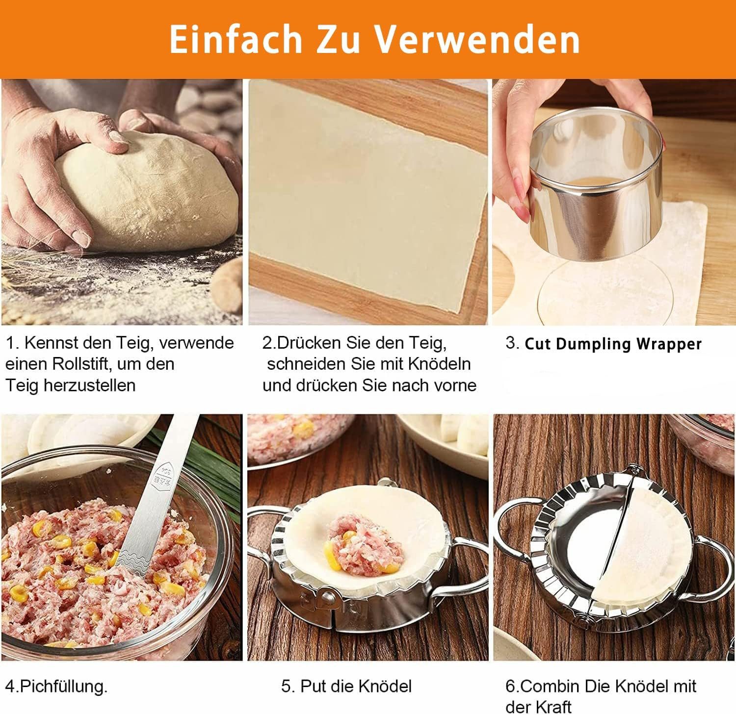 FOUORTUNATE-BEE Ravioliform 7-teiliges Edelstahl Dumpling-Former Set für die Küche, (7-tlg), Küchenhelfer zum einfachen Formen von Teigtaschen