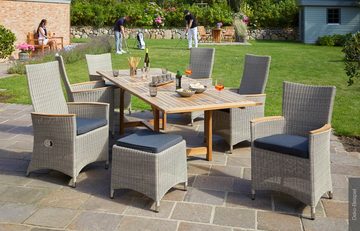 LC Garden Gartensessel Chelsea 6er Set Positionsstuhl Verstellsessel beige inkl. Sitzkissen 70x67x108cm (6-St), stufenlos verstellbar, UV- und Regenbeständigkeit