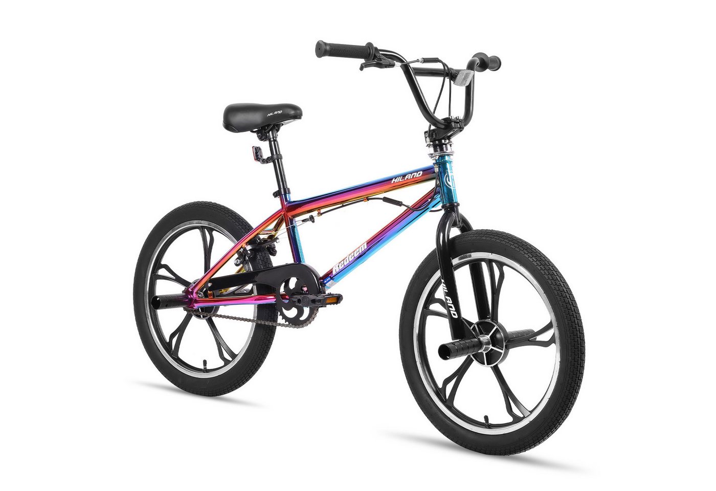 HILAND BMX-Rad 20 Inch 5 Spoke Kids BMX Bike for Boys Girls Ages 5-12, 360 Degree Rotor Freestyle, 4 Pegs Single Speed