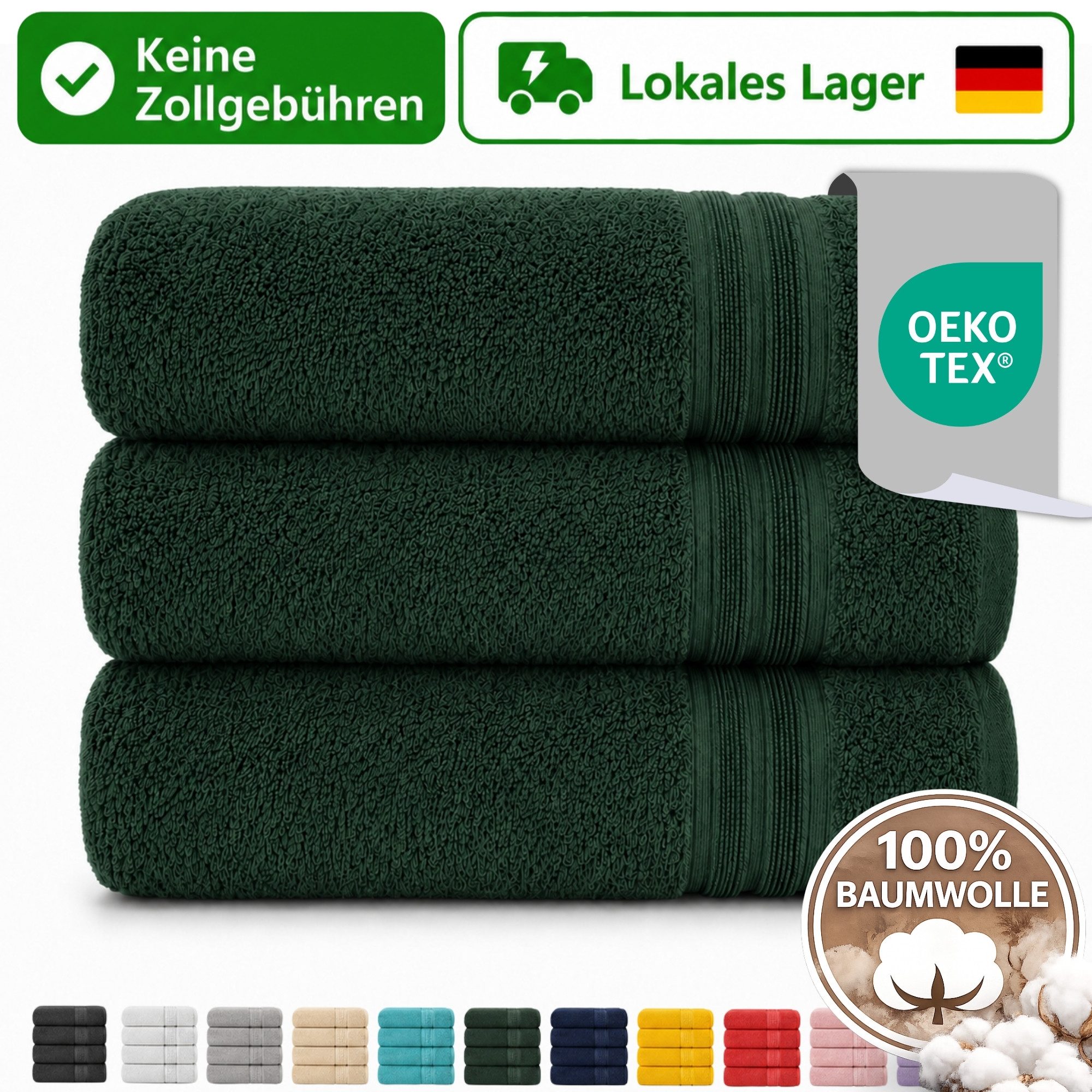 Komfortec Handtuch Set 3er Set Handtücher 100% Baumwolle, weich & saugfähig, 4 Größen, Frottee (3-St)