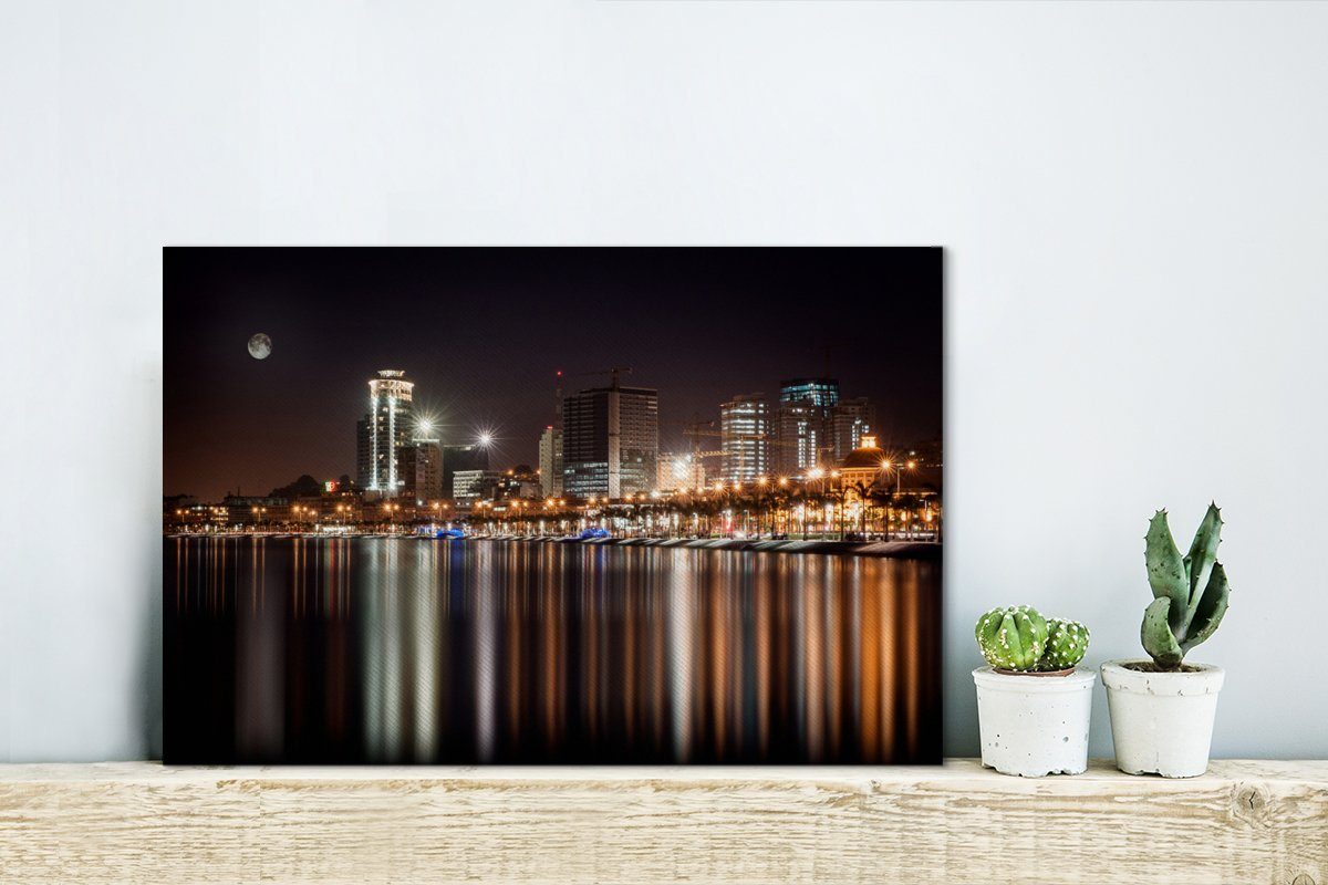 OneMillionCanvasses® Leinwandbild cm St), in Leinwandbilder, über Vollmond Luanda Aufhängefertig, 30x20 Angola, (1 leuchtet Wanddeko, Wandbild