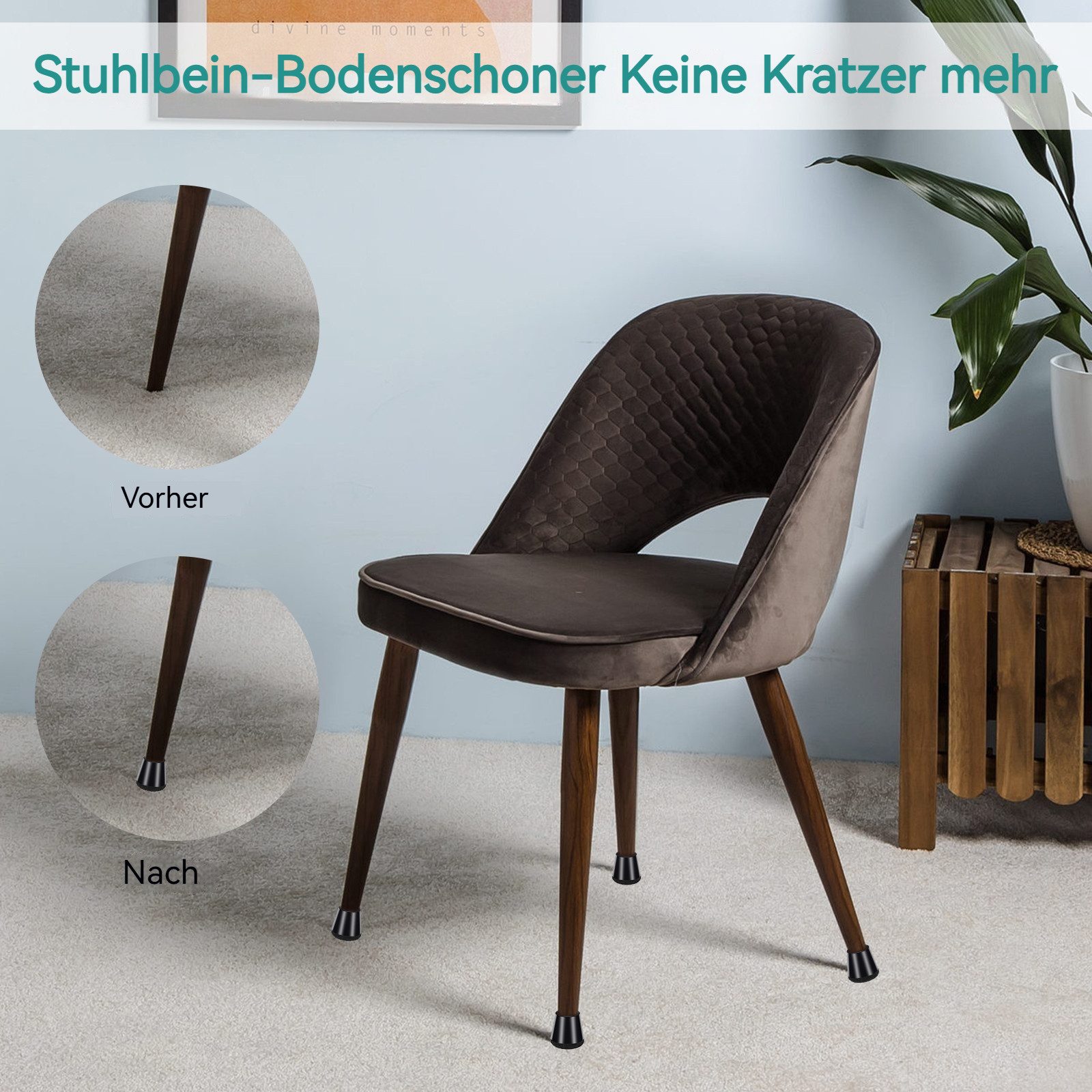 BlingBin Möbelfuß 40 Stück Schutzkappen für Stuhlbeine Silikon Stuhlbeinkappen, (40er Set, 40-St., 40pcs), Filzgleiter für Stühle von Geräusche und Kratzer Beseitigen
