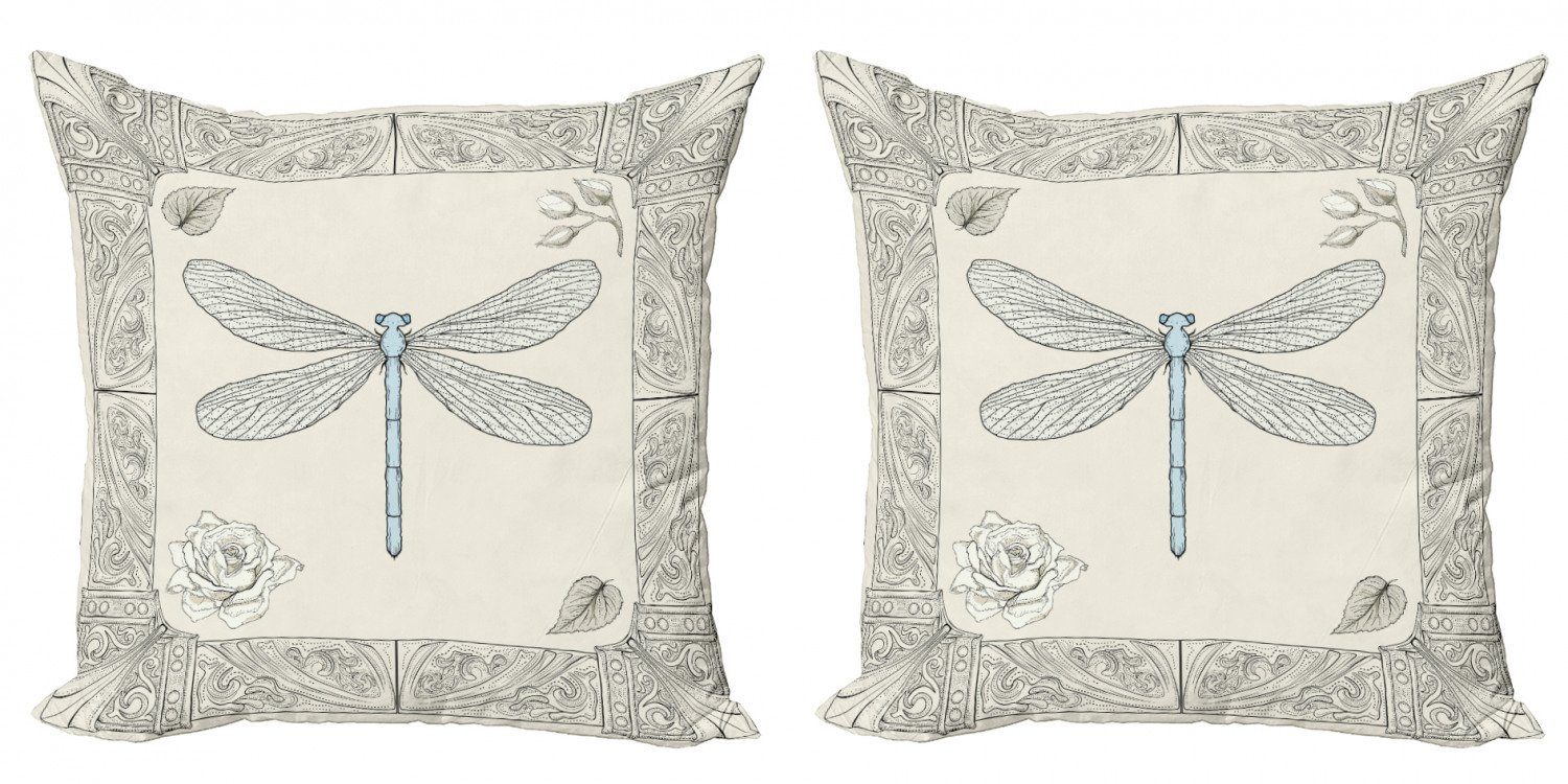 Kissenbezüge Modern Abakuhaus Digitaldruck, Libelle Royal Accent Petals Stück), Doppelseitiger (2 Rose