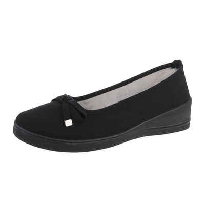 Ital-Design Damen Schlupfschuhe Freizeit Slipper Keilabsatz/Wedge Slipper in Schwarz