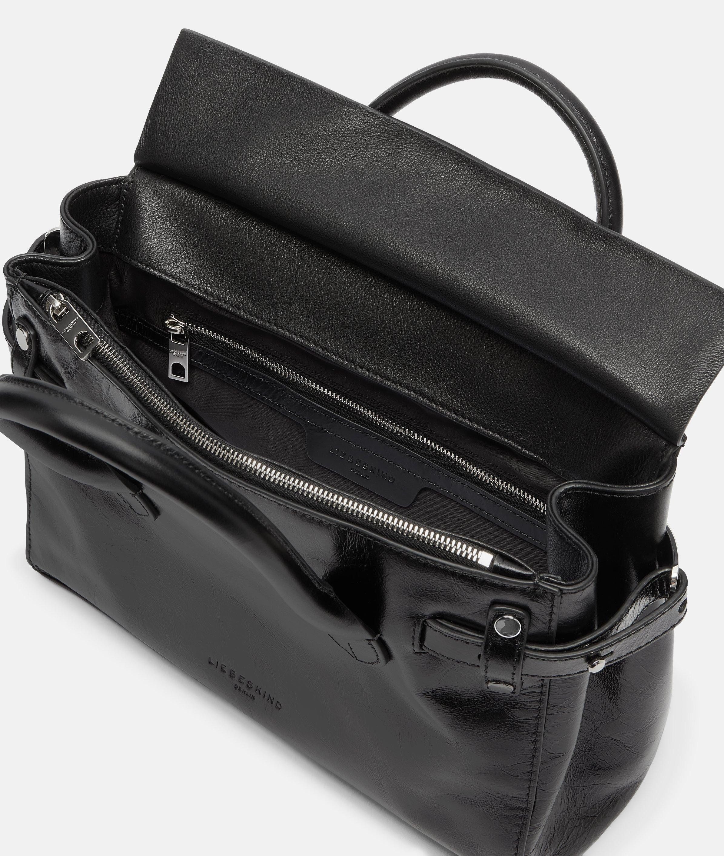 Liebeskind Berlin Schultertasche Archive Gloria Satchel M, Geräumige Handtasche aus glänzendem Leder
