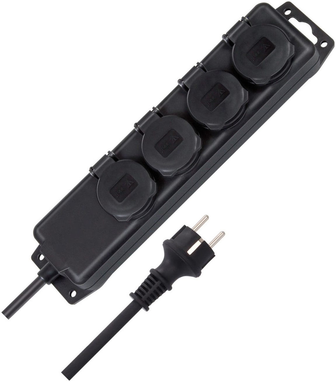 Brennenstuhl Steckdosenverteiler 4-fach 2m Steckdosenleiste 4-fach (Klappendeckel, Tragegriff, Kabellänge 200 m)