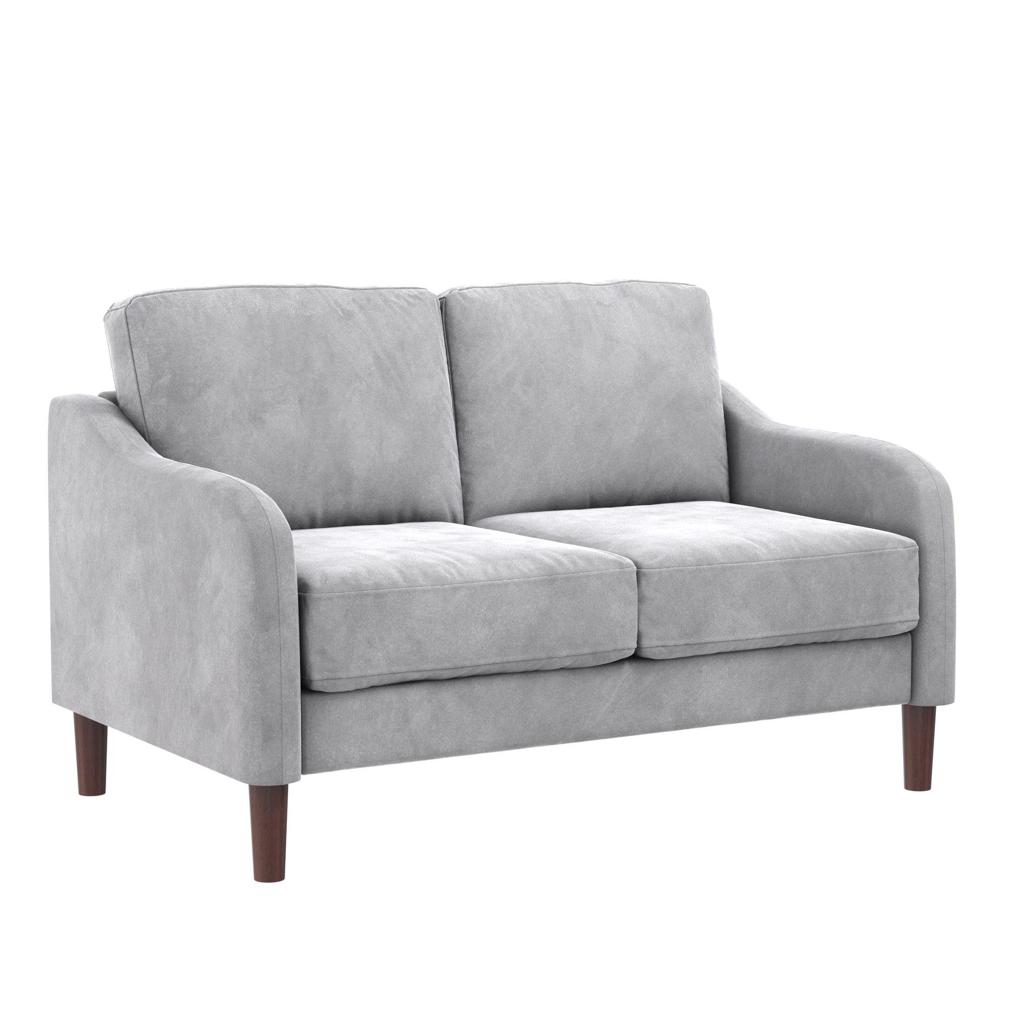 Marbella, loft24 Samtoptik, grau Couch, 2-Sitzer, Sofa Länge cm Bezug in 129,5