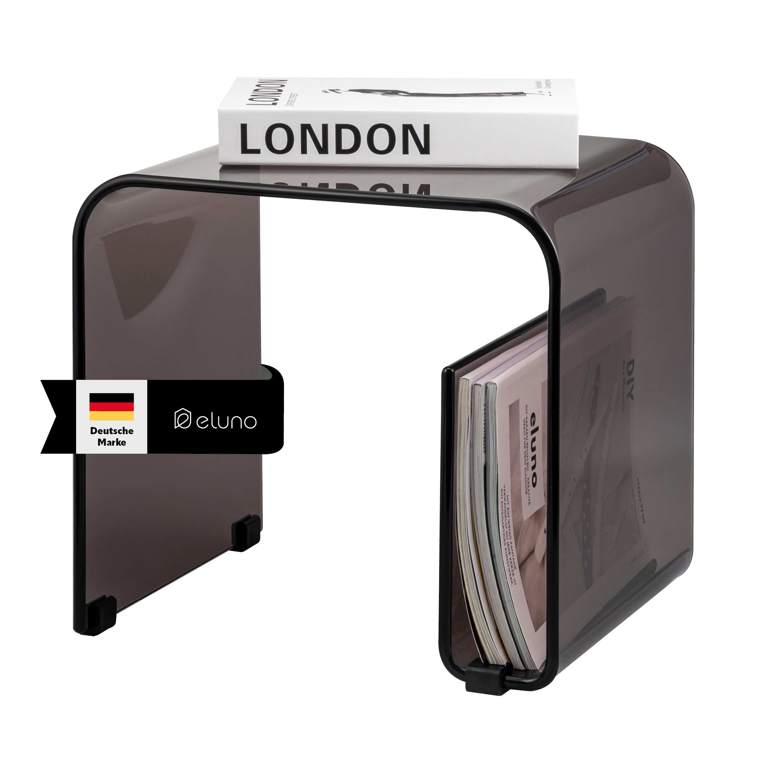 eluno Beistelltisch 2in1 aus Acryl mit Magazinhalter günstig online kaufen