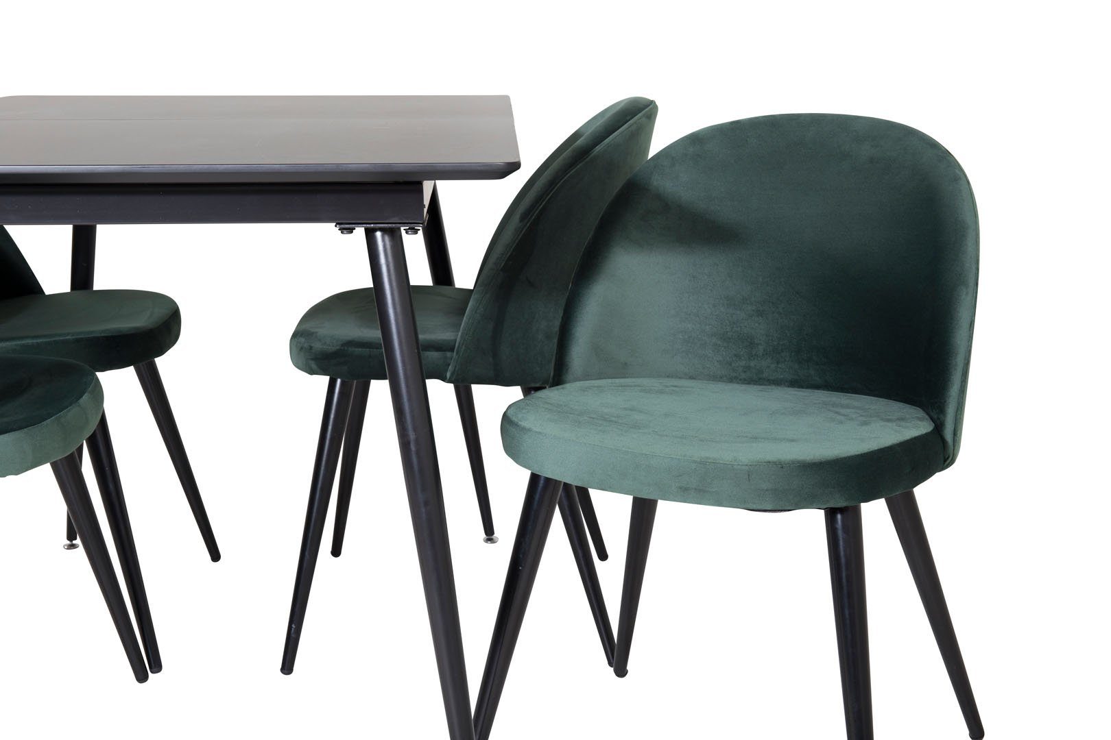 (5-tlg) Essgruppe schwarz;grün;schwarz Esstisch L, ausziehbarer Tisch ebuy24 SilarBLExt Essgruppe