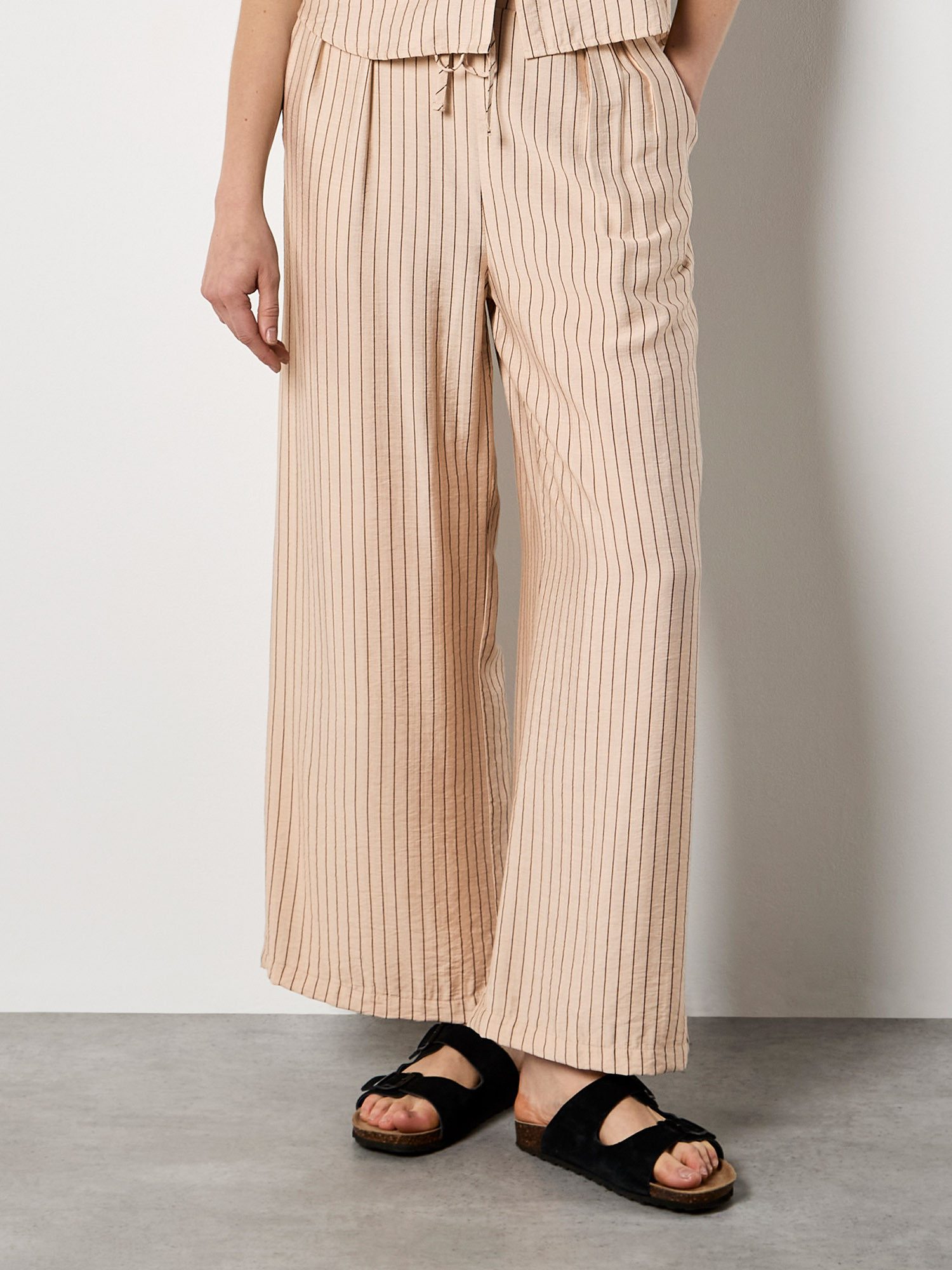 Apricot Blusenshirt Boxy-Shirt mit Nadelstreifen mit Knopfleiste