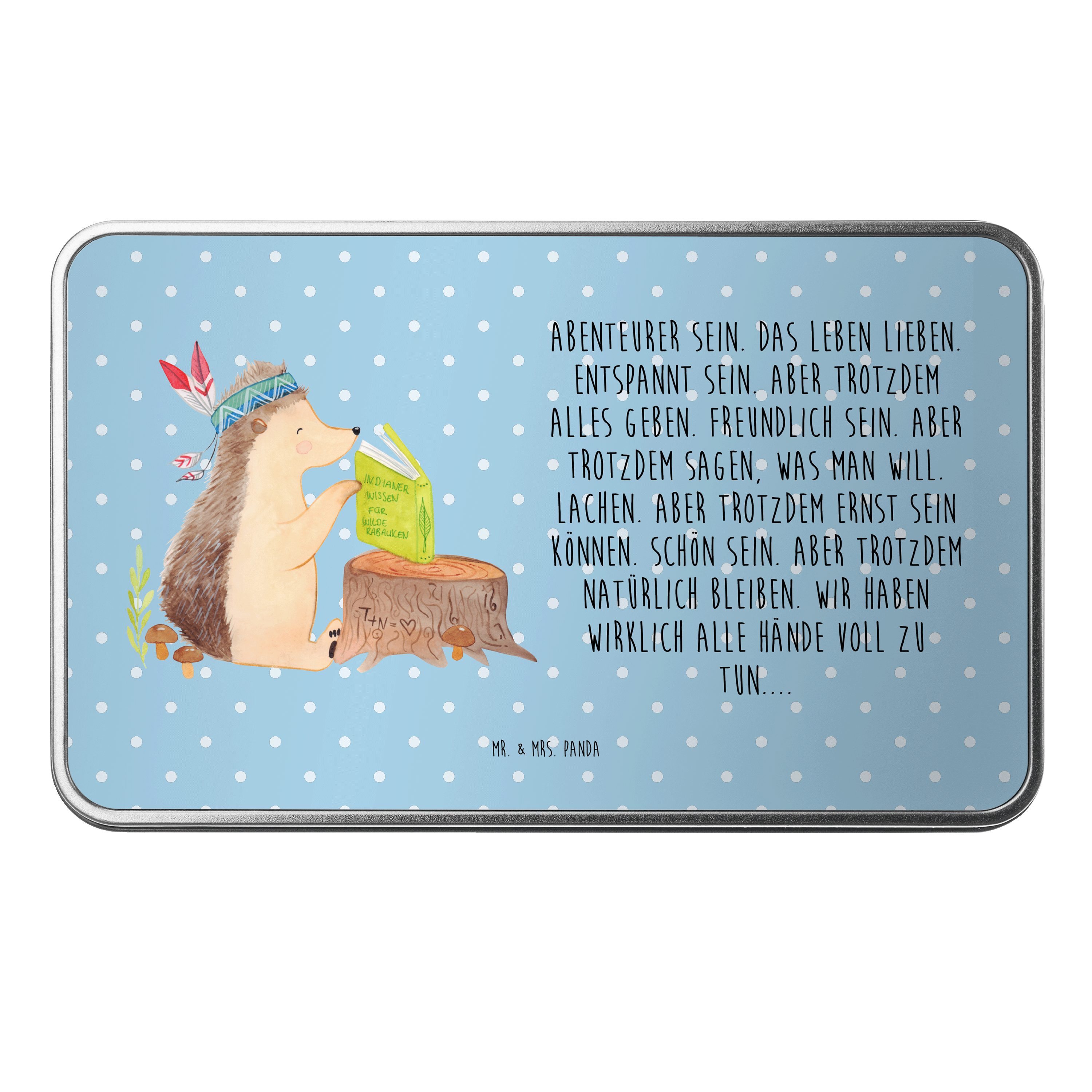 Mr. & Mrs. Panda Dose Igel Federschmuck, Aufbewahrungsbox, Blau Pastell, Keksdose, Tiere, K (Packung, 1 St)