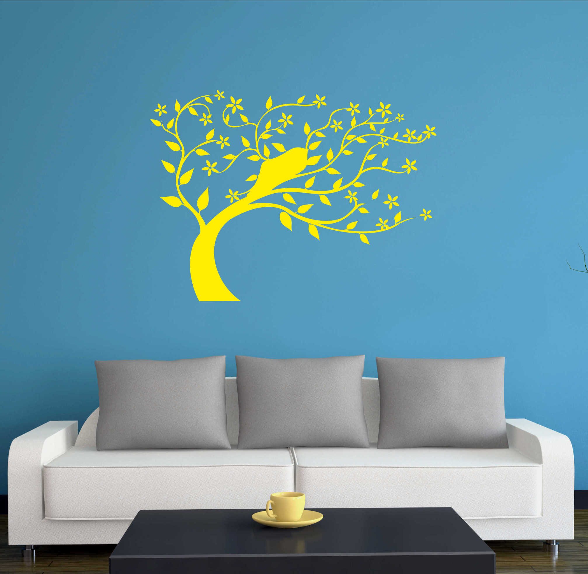 INDIGOS UG Wandtattoo Wandtattoo - Wandaufkleber - w201 Baum Blume Natur Wandaufkleber