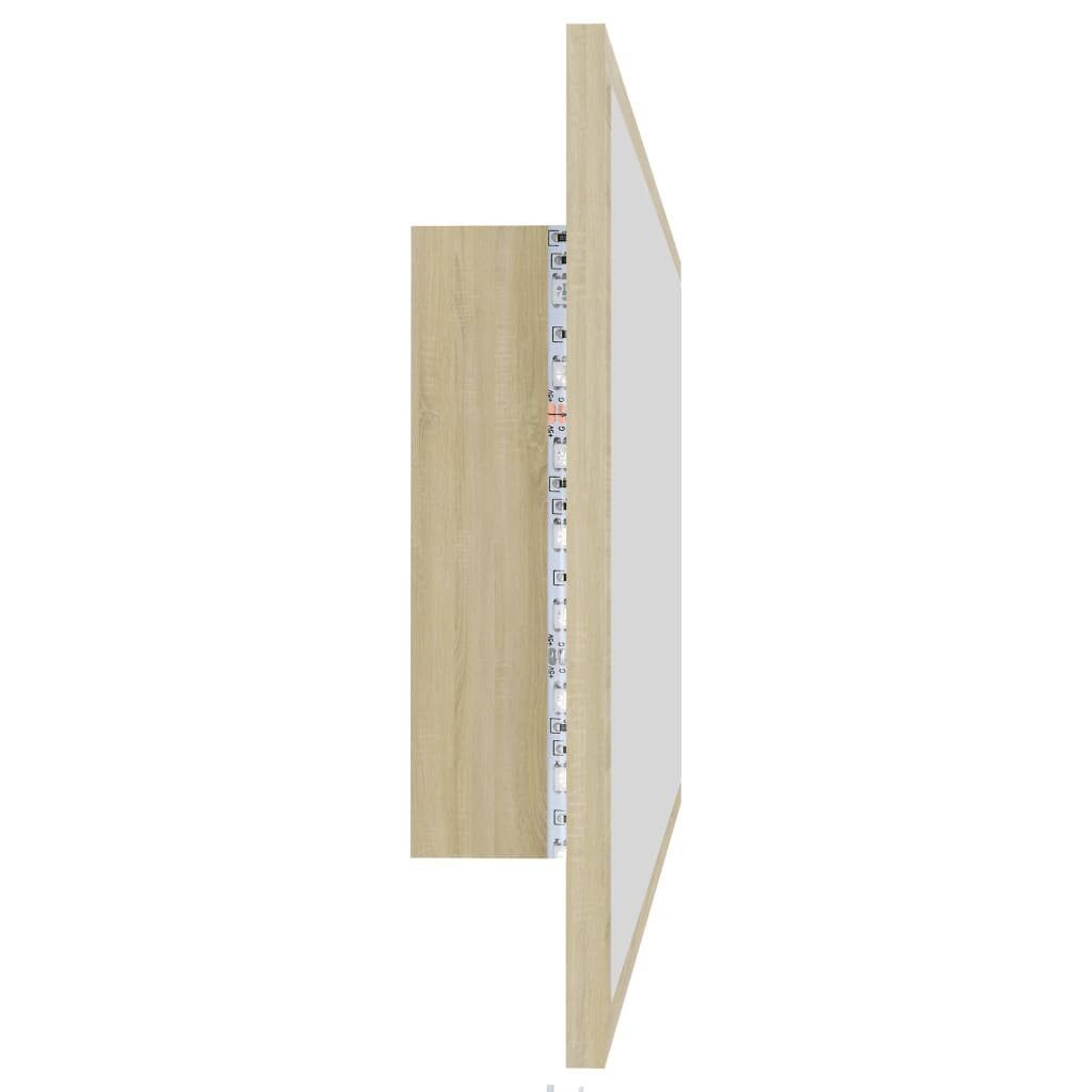 vidaXL (1-St) Acryl Sonoma-Eiche Sonoma Eiche 90x8,5x37 cm LED-Badspiegel Badezimmerspiegelschrank