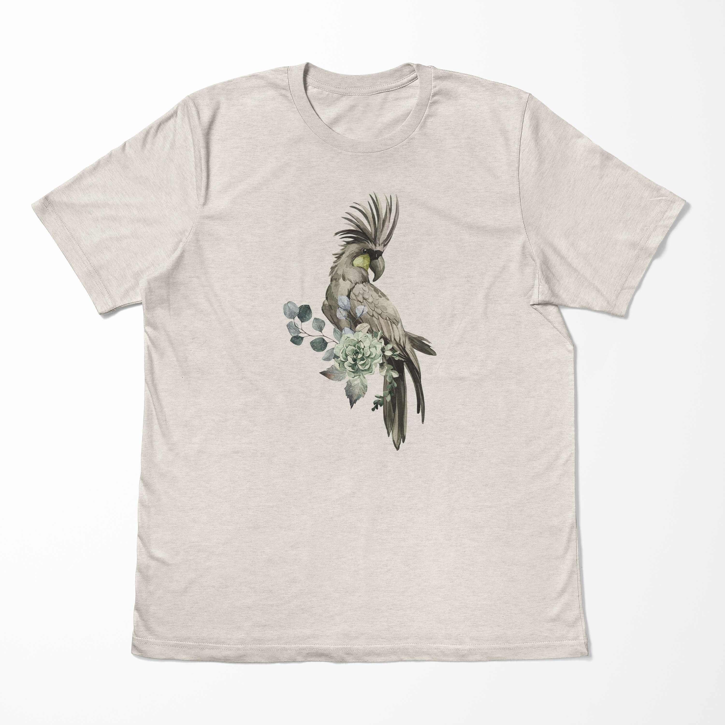 Farbe Kakadus Sinus Art T-Shirt Organic Motiv T-Shirt Bio-Baumwolle Shirt Herren Nachhaltig Ökomode Aquarell (1-tlg)