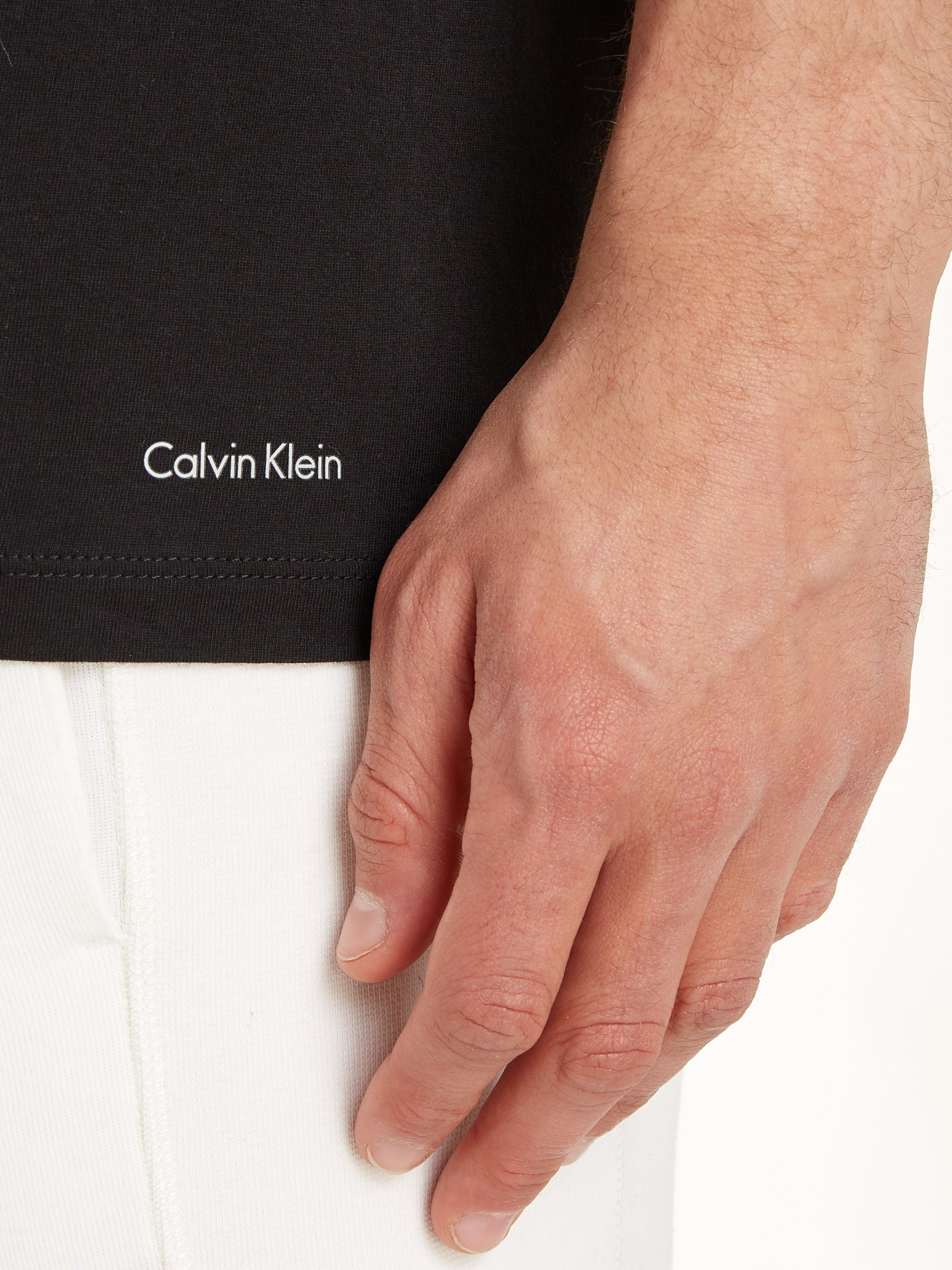 grau-meliert, T-Shirt uni schwarz, Klein Calvin (3er-Pack) Underwear weiß