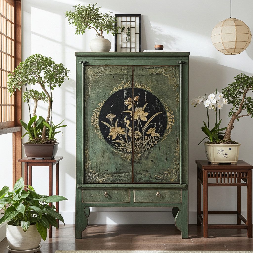 OPIUM OUTLET Drehtürenschrank Hochzeitsschrank chinesisch Möbel Vintage-Stil asiatisch (Asia Kleiderschrank China komplett montiert, orientalisch fernöstlich) Schrank Kommode