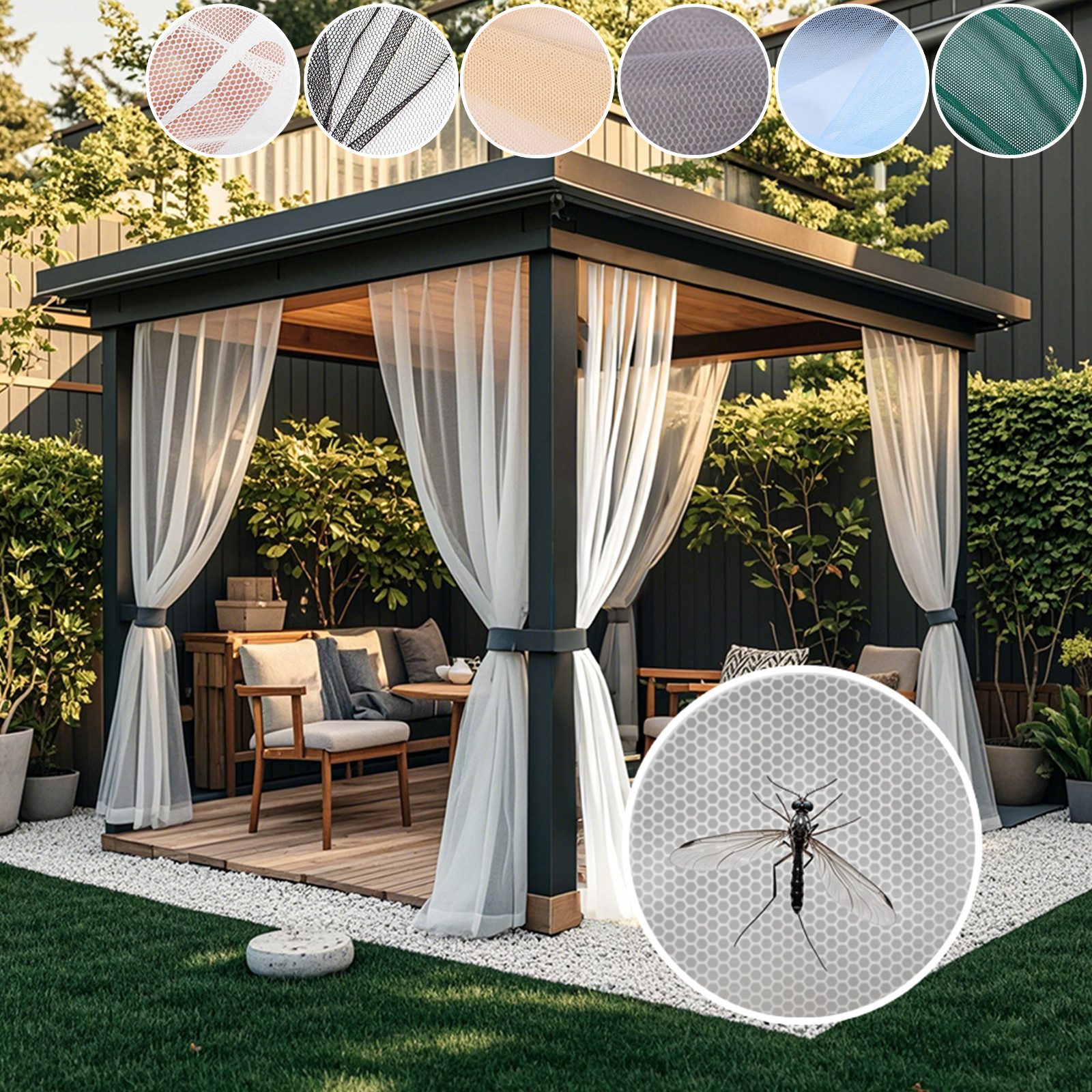 BTTO V&G Vorhang Moskitonetz,Outdoor Vorhang,DIY Größe (1 St), transparent, Insektenschutz,für Garten Balkon Patio Porch Pool Wohnzimme