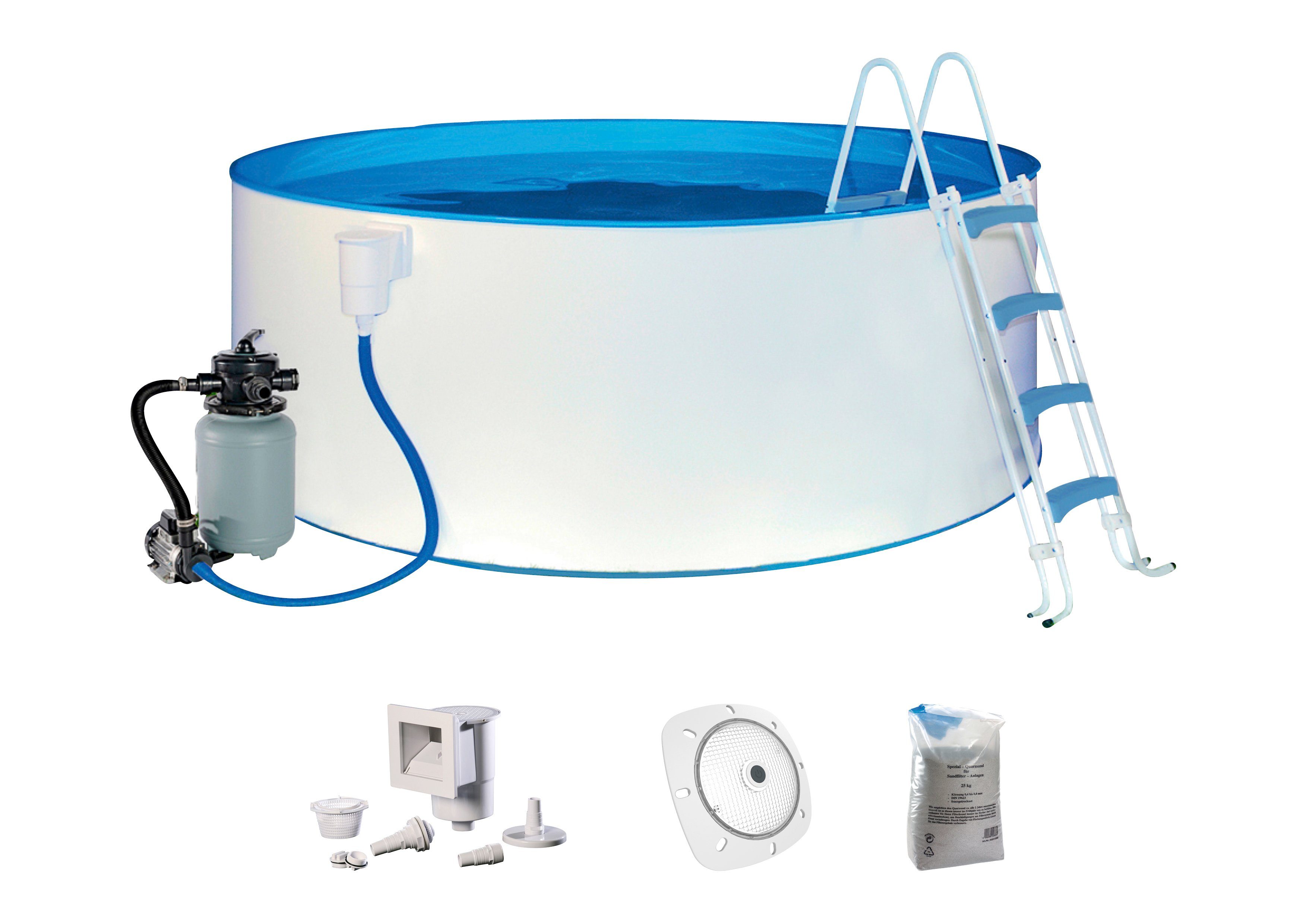 KONIFERA Rundpool RÜGEN 1 (Set, 5-tlg), mit LED-Scheinwerfer zur stimmungsvollen abendlichen Beleuchtung