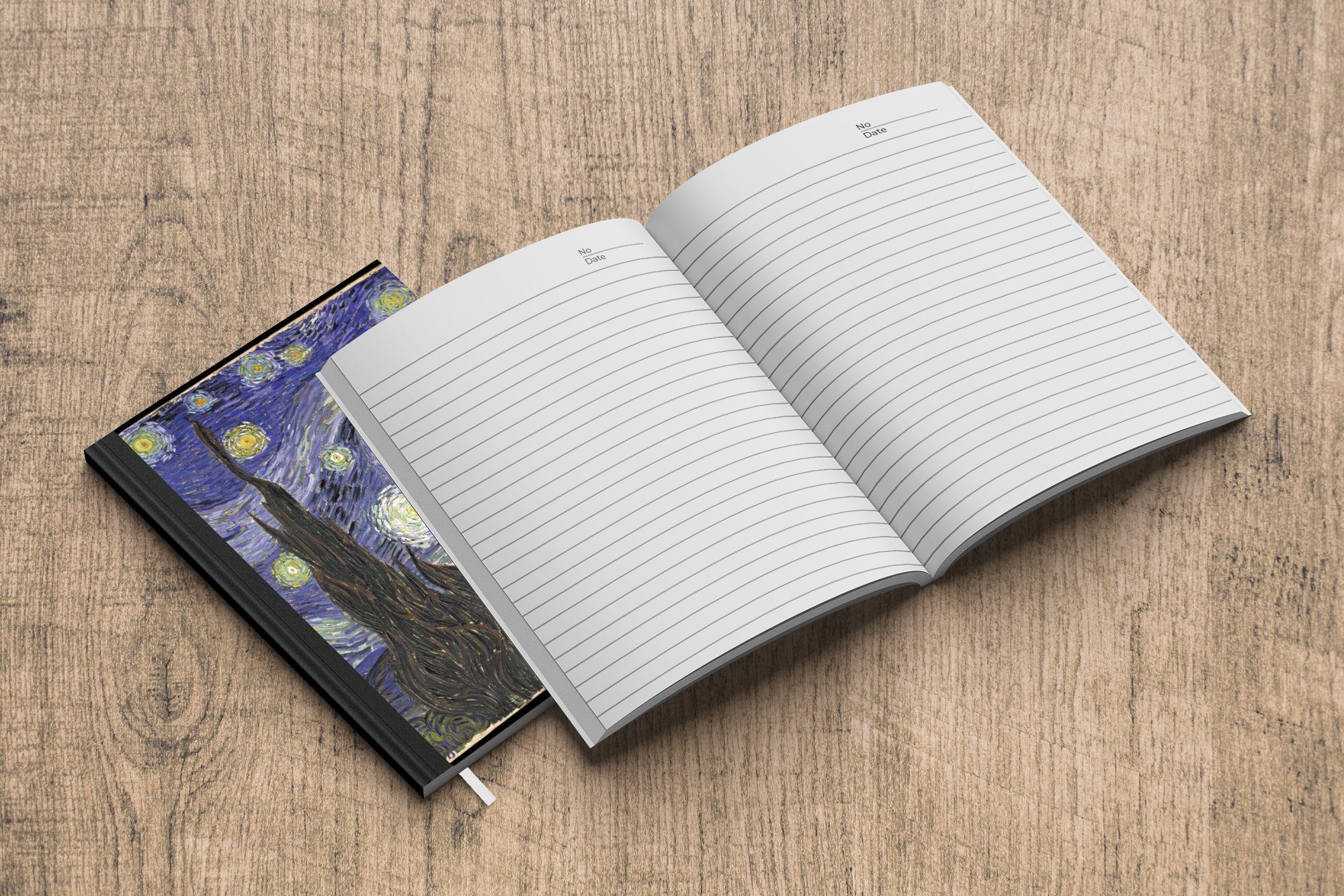 MuchoWow Notizbuch Sternennacht - Vincent Journal, Haushaltsbuch Notizheft, van 98 Tagebuch, Seiten, Merkzettel, A5, Gogh