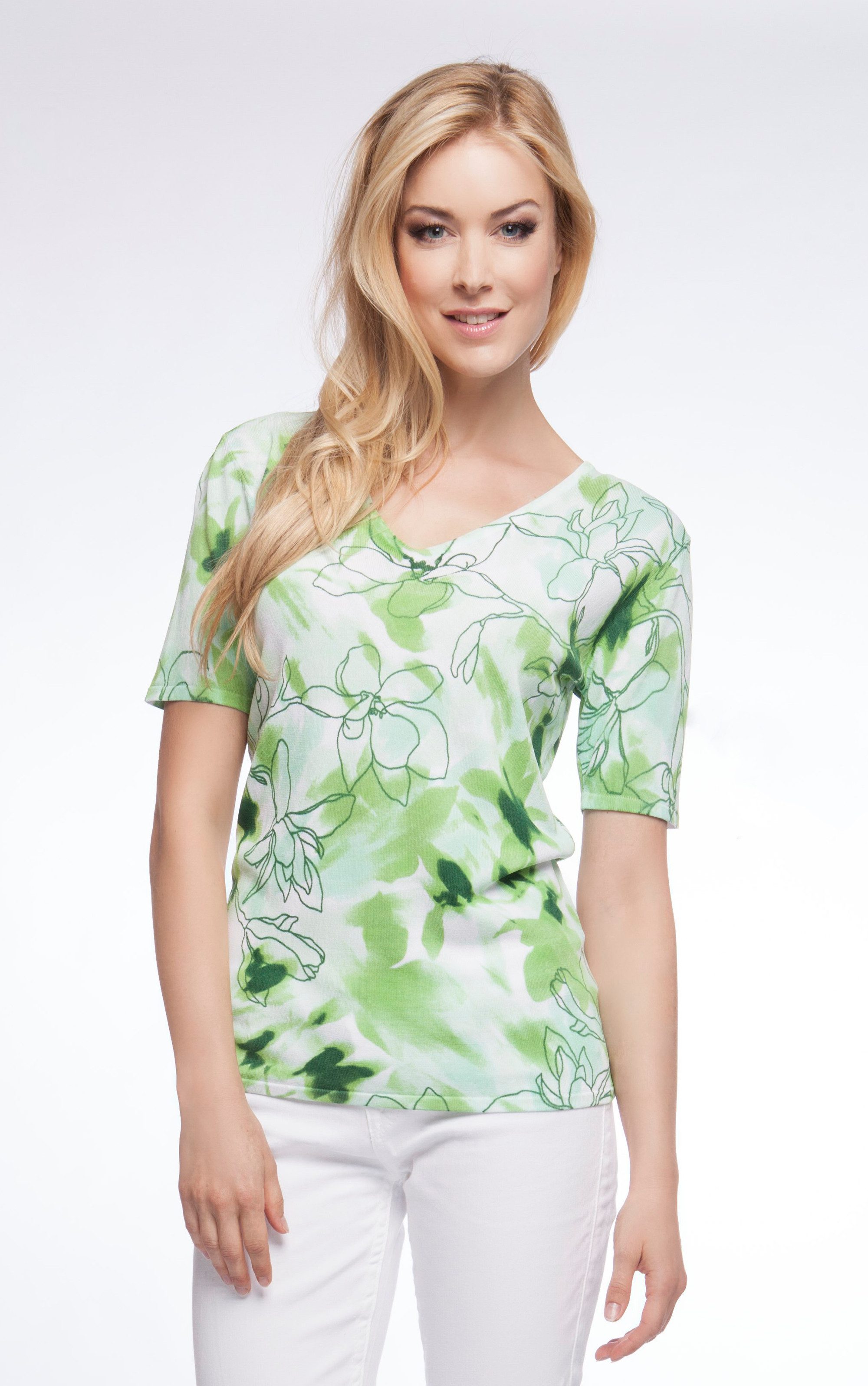 Passioni T-Shirt T-shirt mit abstraktem, umrissenem Blumendruck
