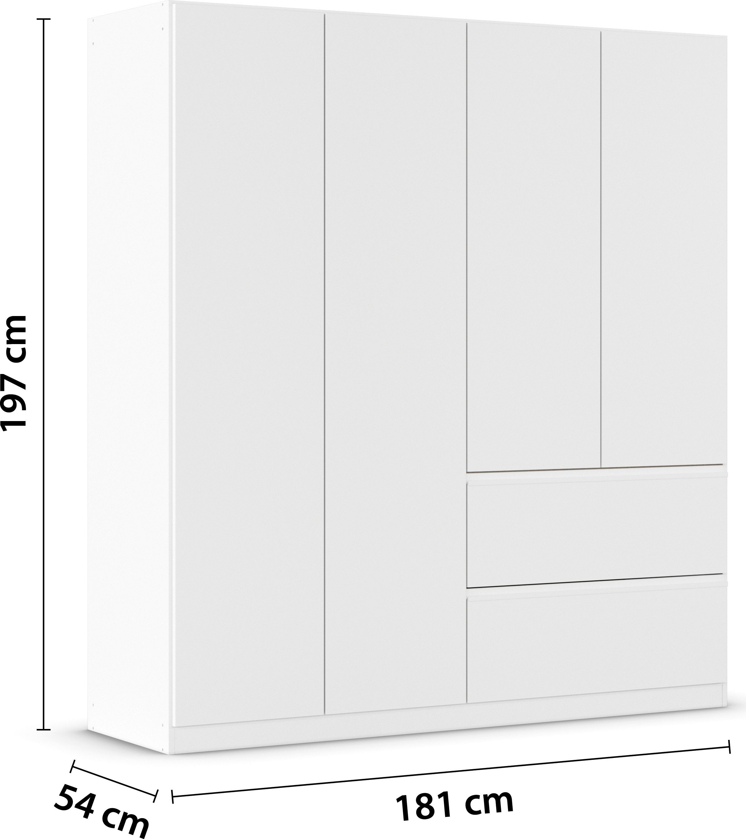 möbel-direkt.de Jugendzimmer-Set Joel 4trg Kleiderschrank Weiß, (Komplett Set, 5-tlg., in verschiedenen Ausführungen wählbar), Push To Open Funktion der Kleiderschranktüren