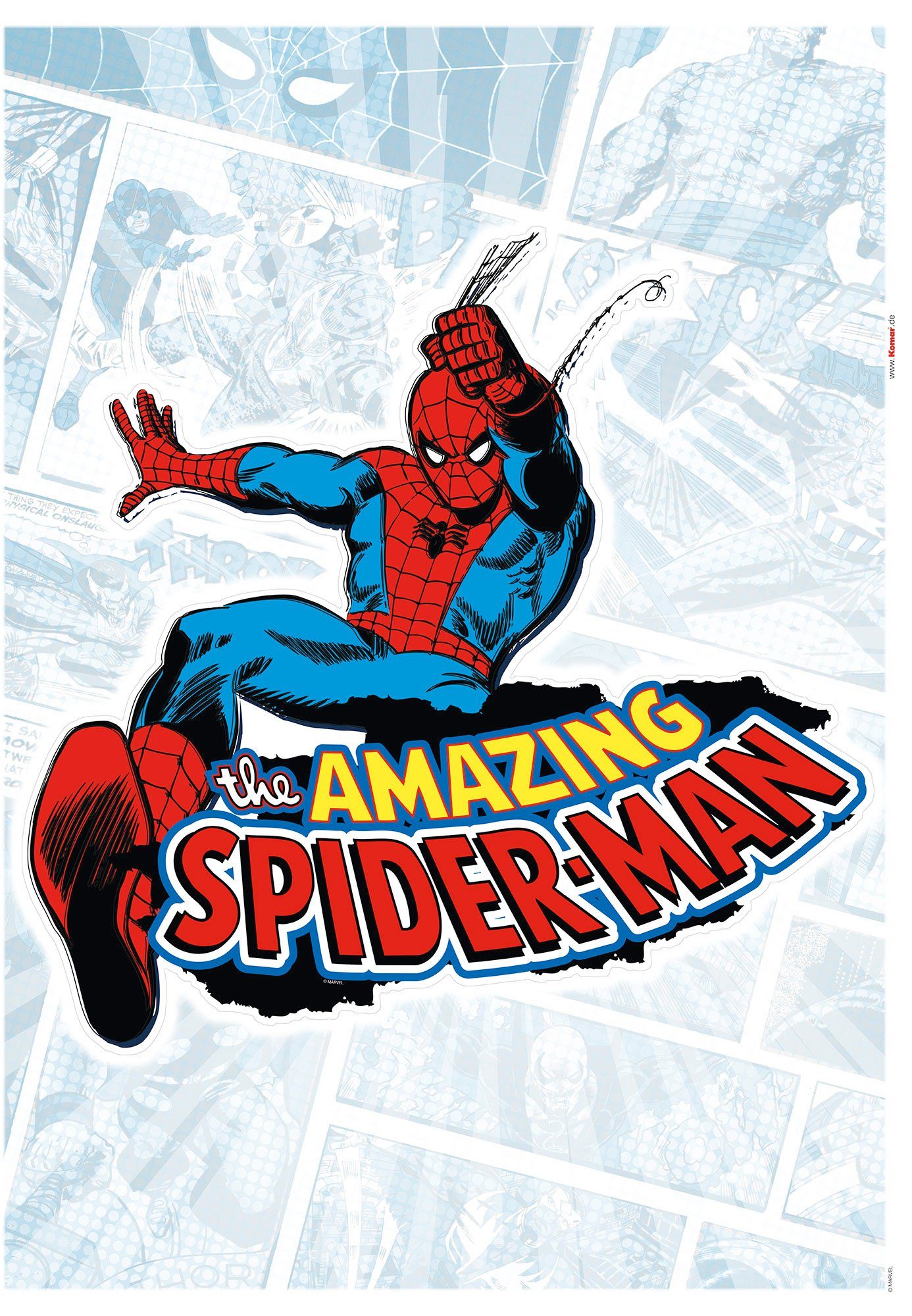 Komar Wandtattoo Spider-Man Comic Classic - Размер 50 x 70 cm (1 St), selbstklebend, Wandsticker, Kinderzimmer