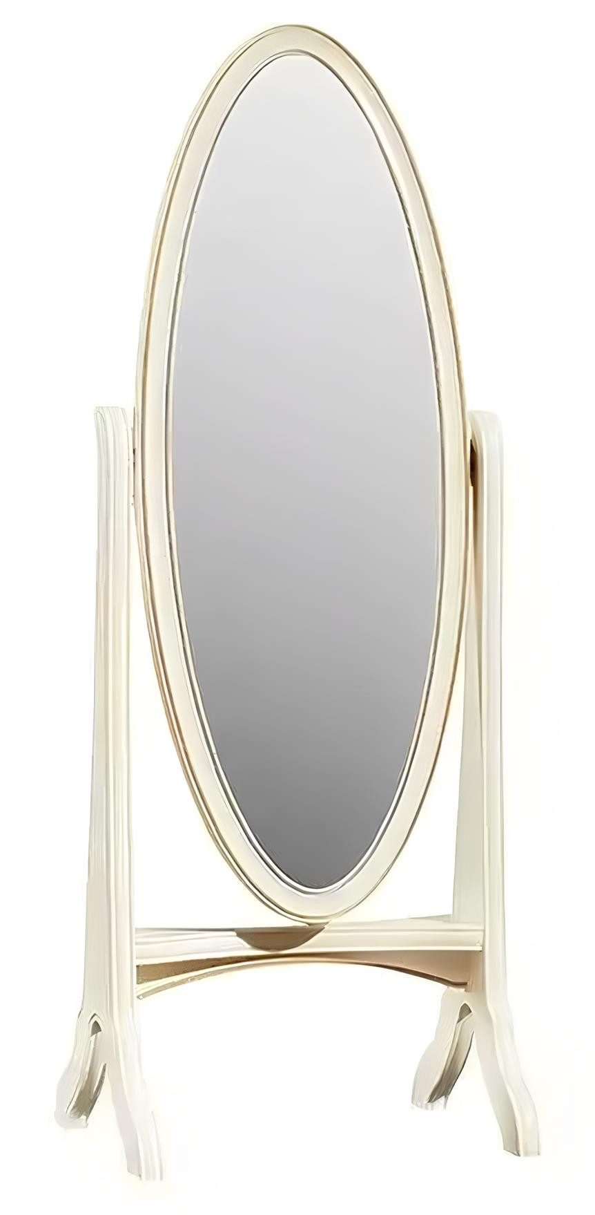 JVmoebel Standspiegel Ovaler Wandspiegel mit Holzrahmen in Weiß für das Wohnzimmer (1-St., Bodenspiegel), Made in Europa
