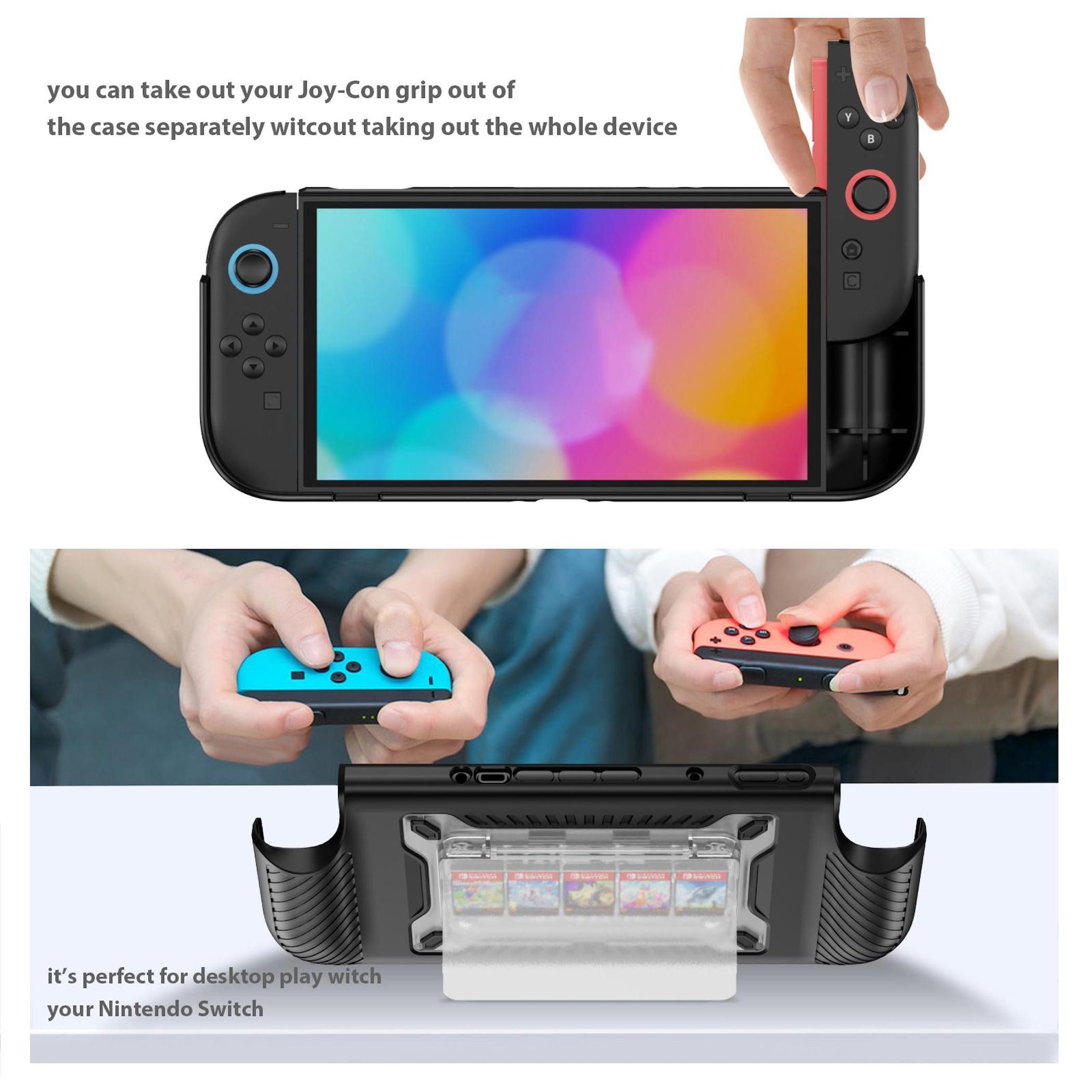 Wigento Handyhülle Für Nintendo Switch 2 Hybrid TPU + PC Schutzhülle Kartenfach Schwarz, Kartenfach, Hybrid-Schutz, Rutschfest